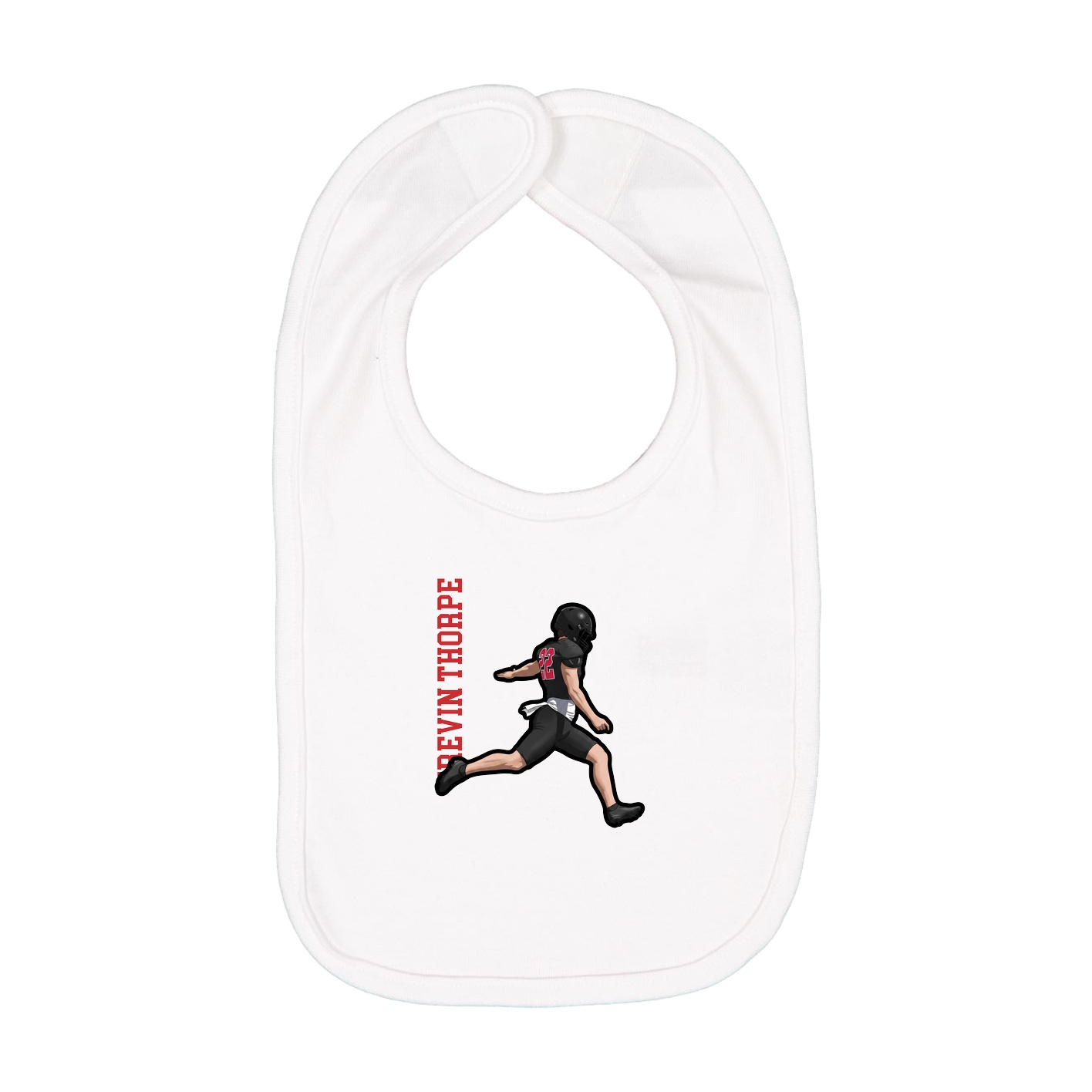 Infant Bib — Name Vertical in White