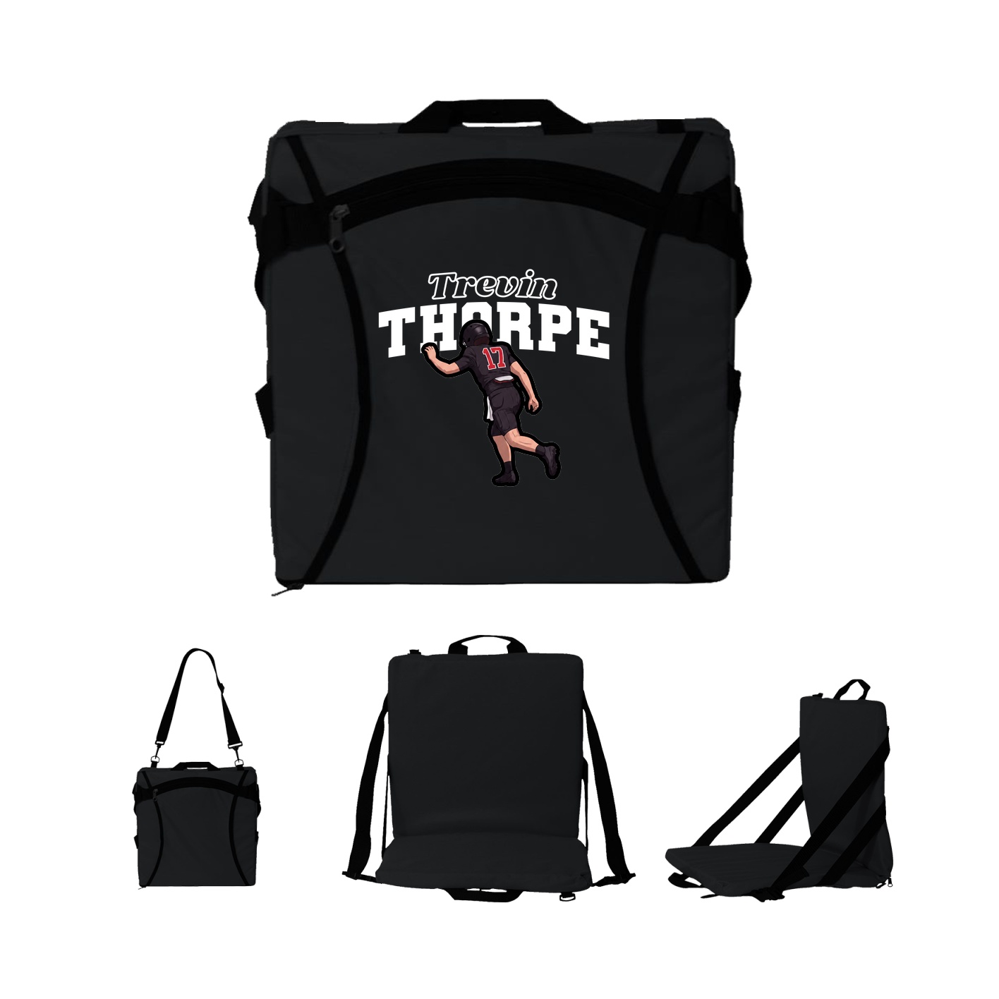 Folding Stadium Seat — Name Arch in Black