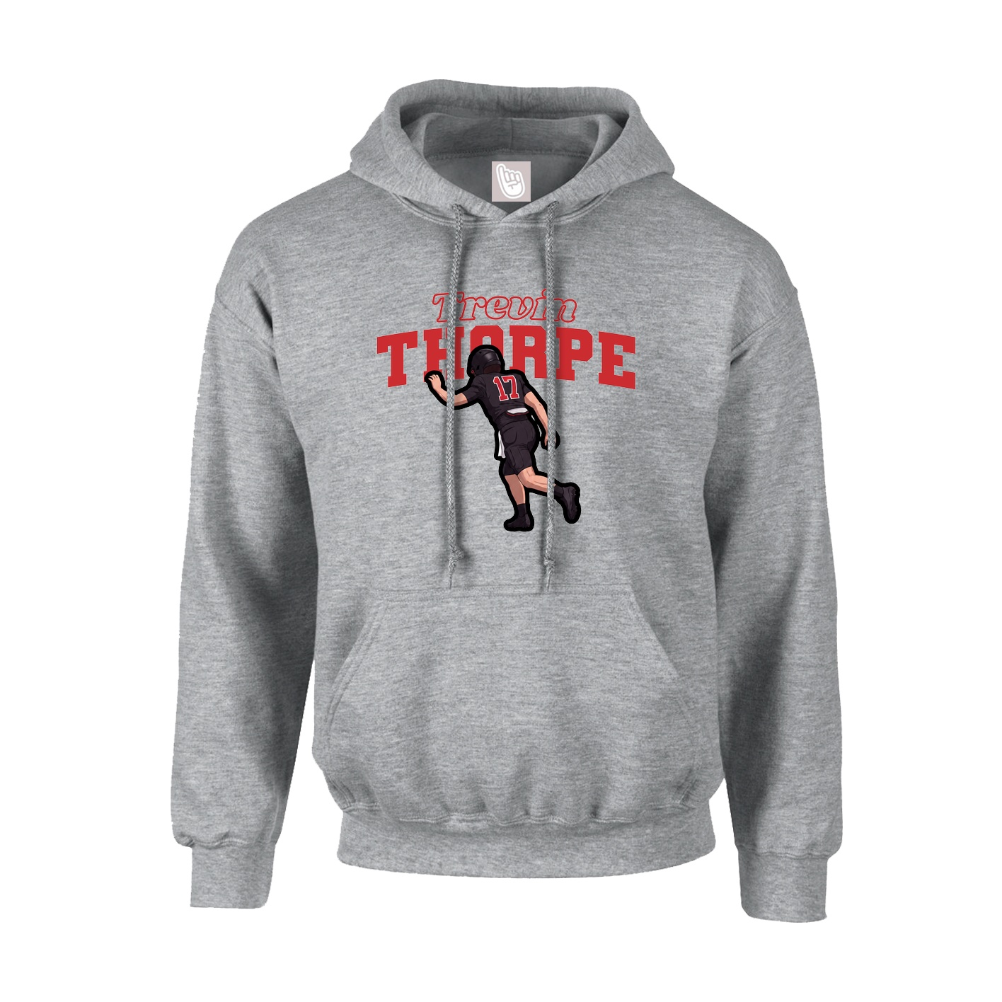 Youth Hoodie — Name Arch in Grey