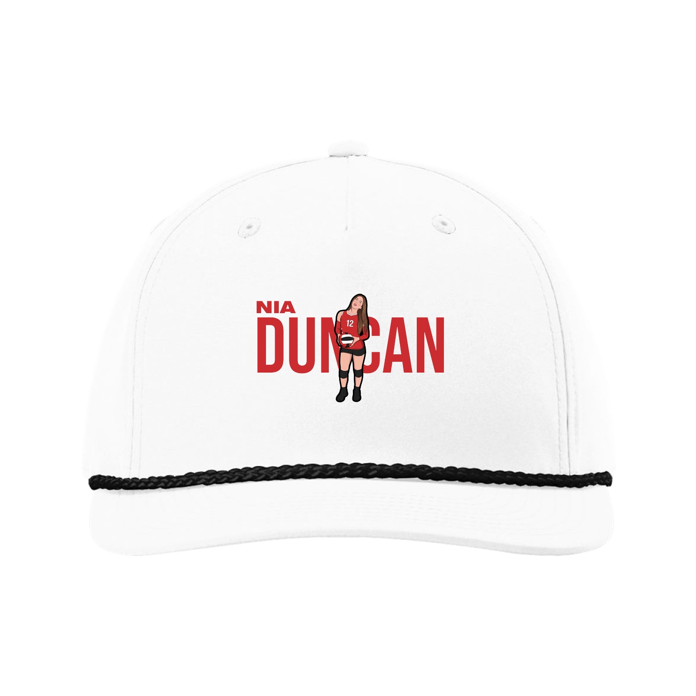 Five-Panel Classic Rope Cap — Player Name in White