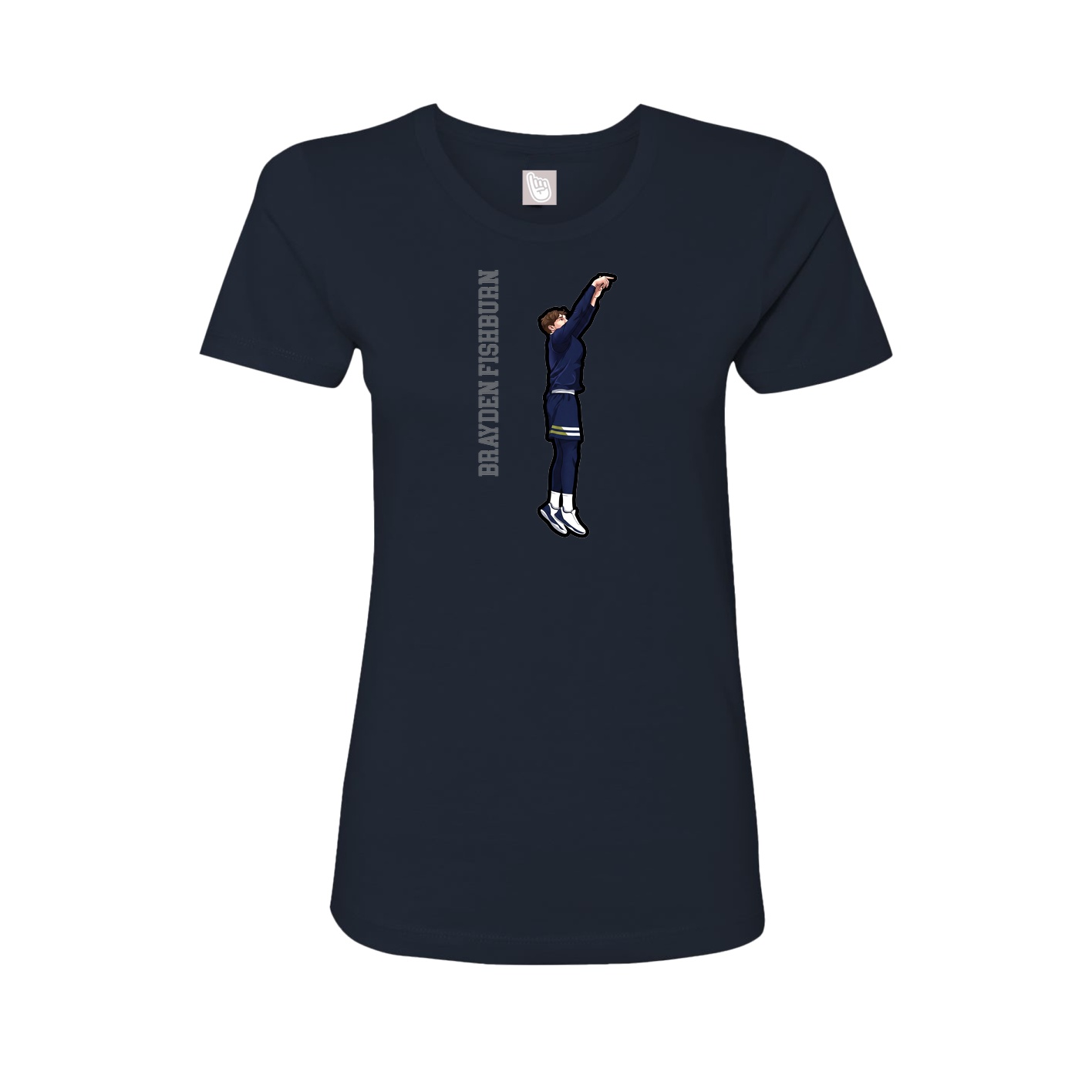 Fitted Women's Tee — Name Vertical in Navy