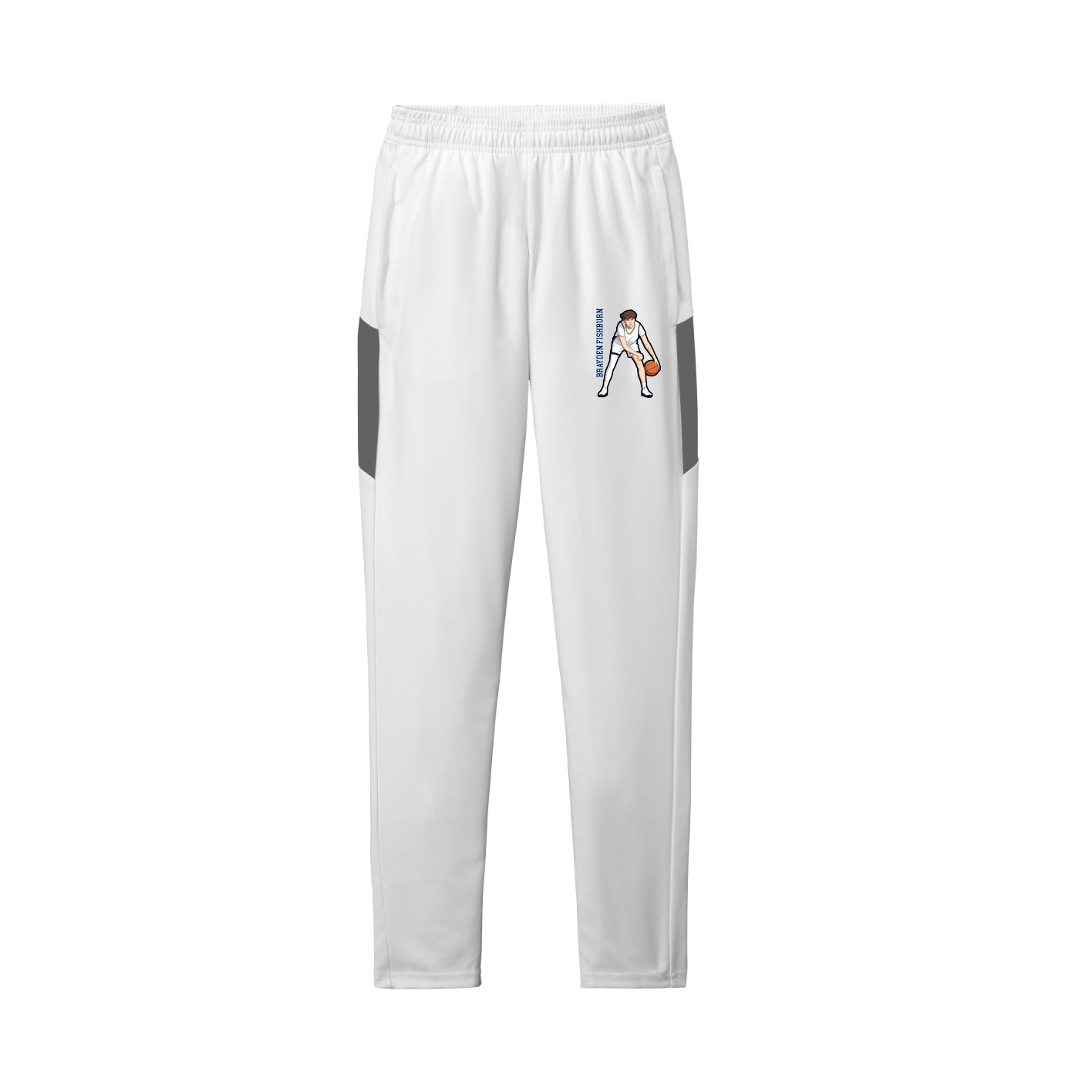 Team Travel Pant — Name Vertical in White/Grey