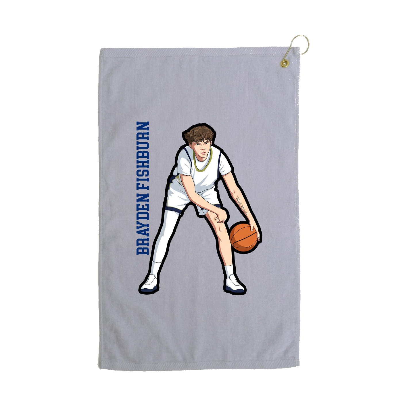 Golf Towel — Name Vertical in Grey