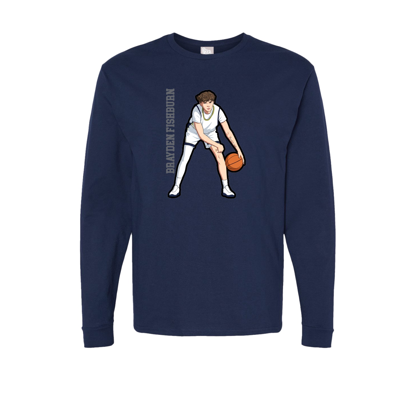 Long Sleeve Tee — Name Vertical in Navy