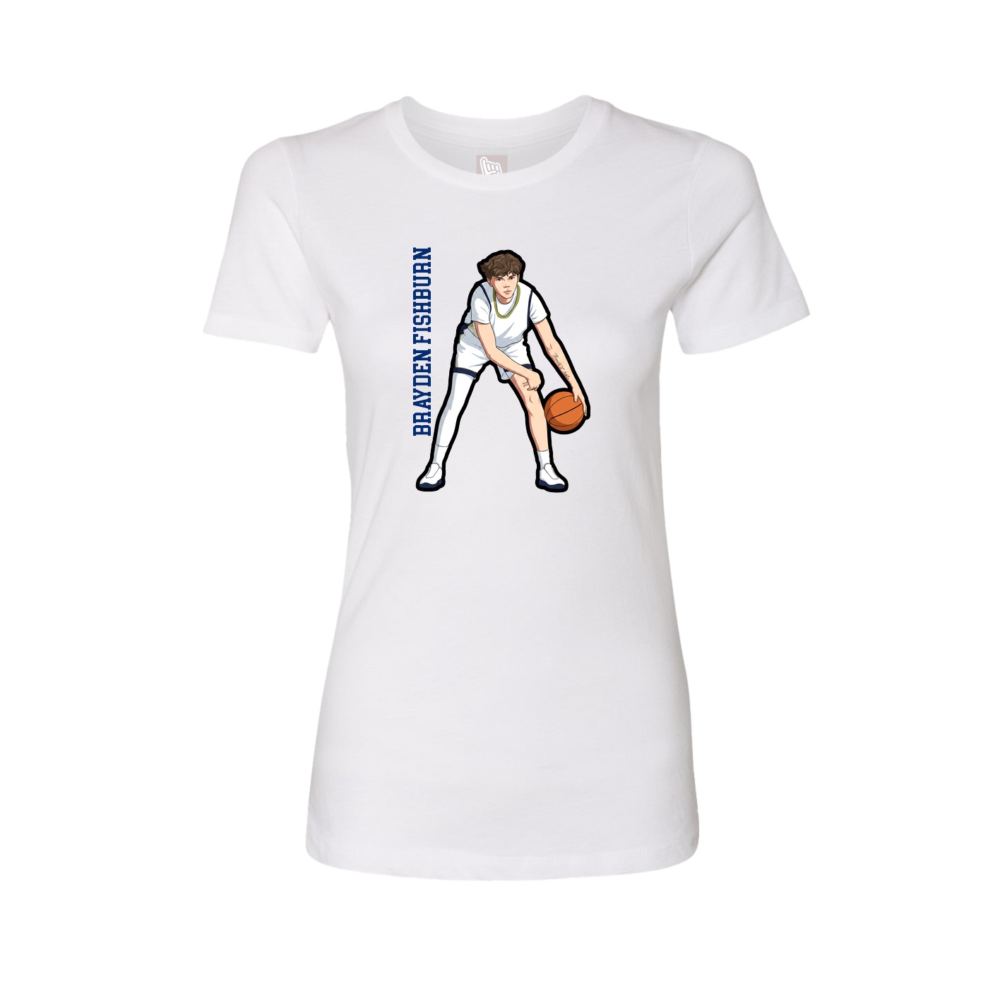 Womens Tee — Name Vertical in White