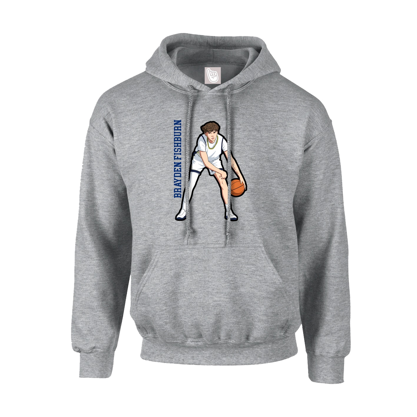 Youth Hoodie — Name Vertical in Grey