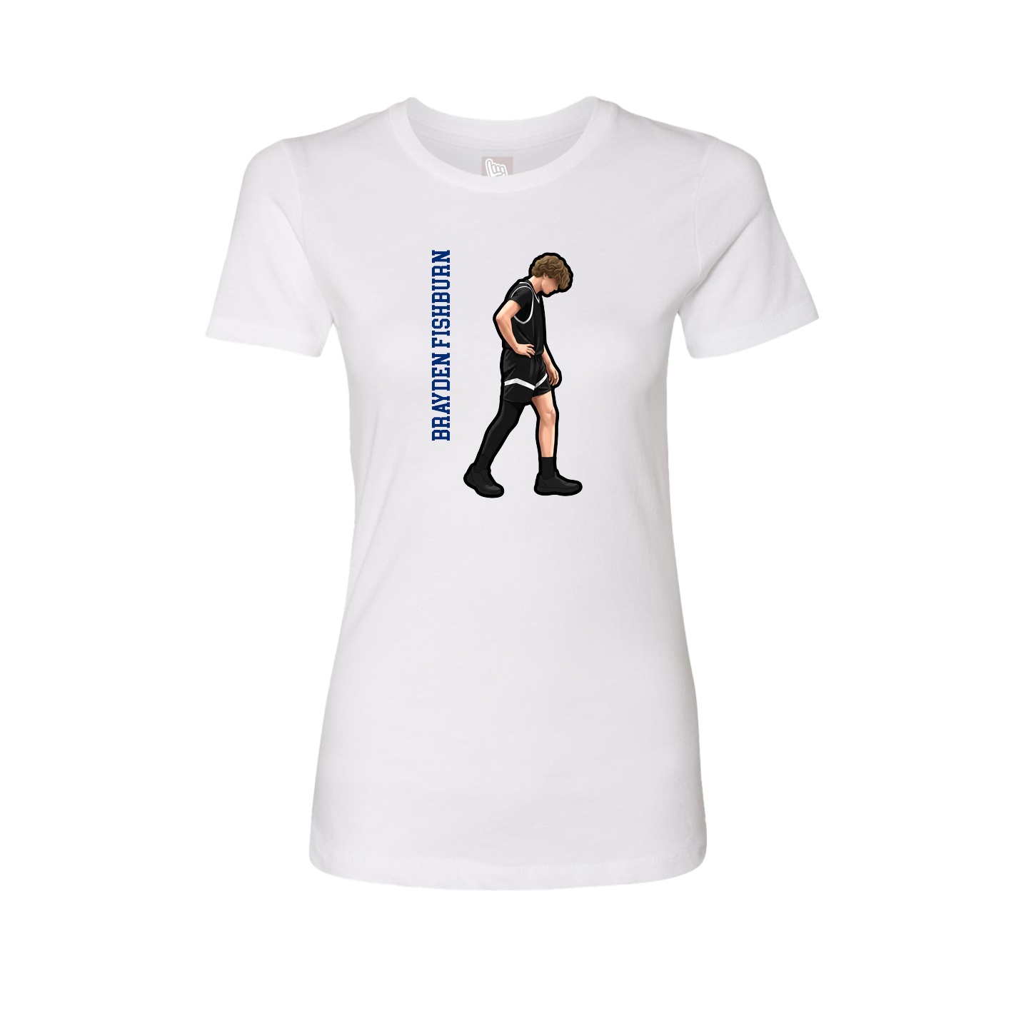 Fitted Women's Tee — Name Vertical in White
