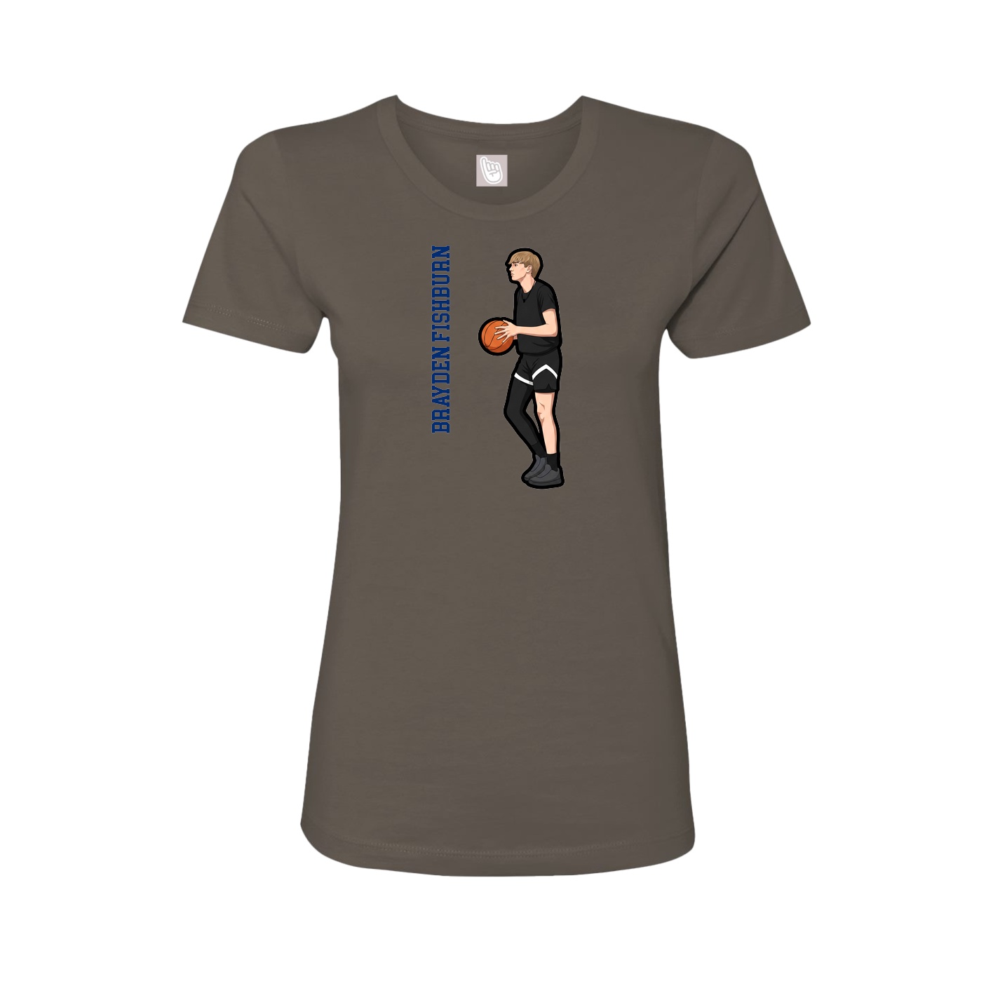 Fitted Women's Tee — Name Vertical in Grey