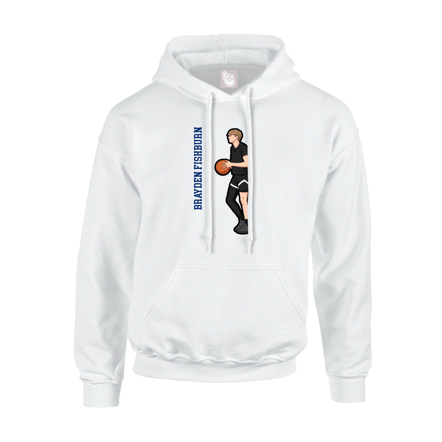 Youth Hoodie — Name Vertical in White