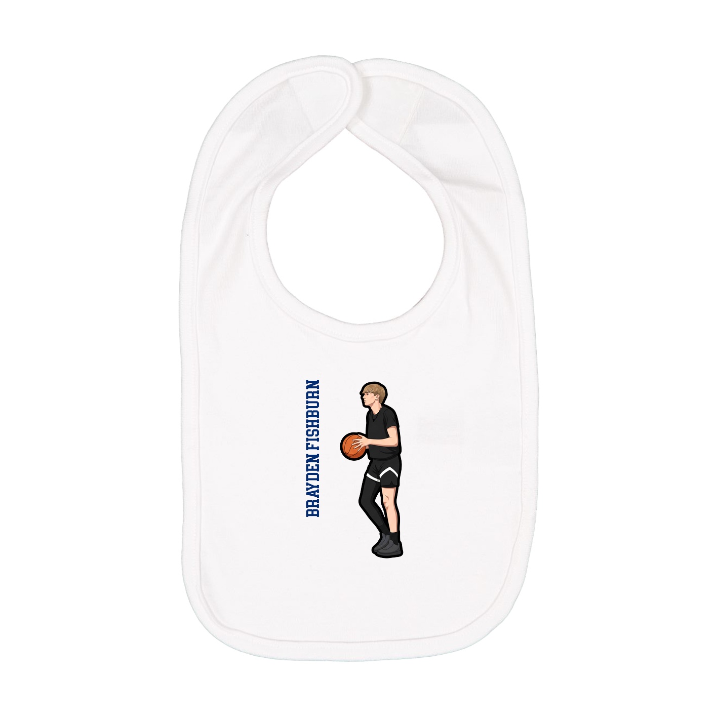 Infant Bib — Name Vertical in White