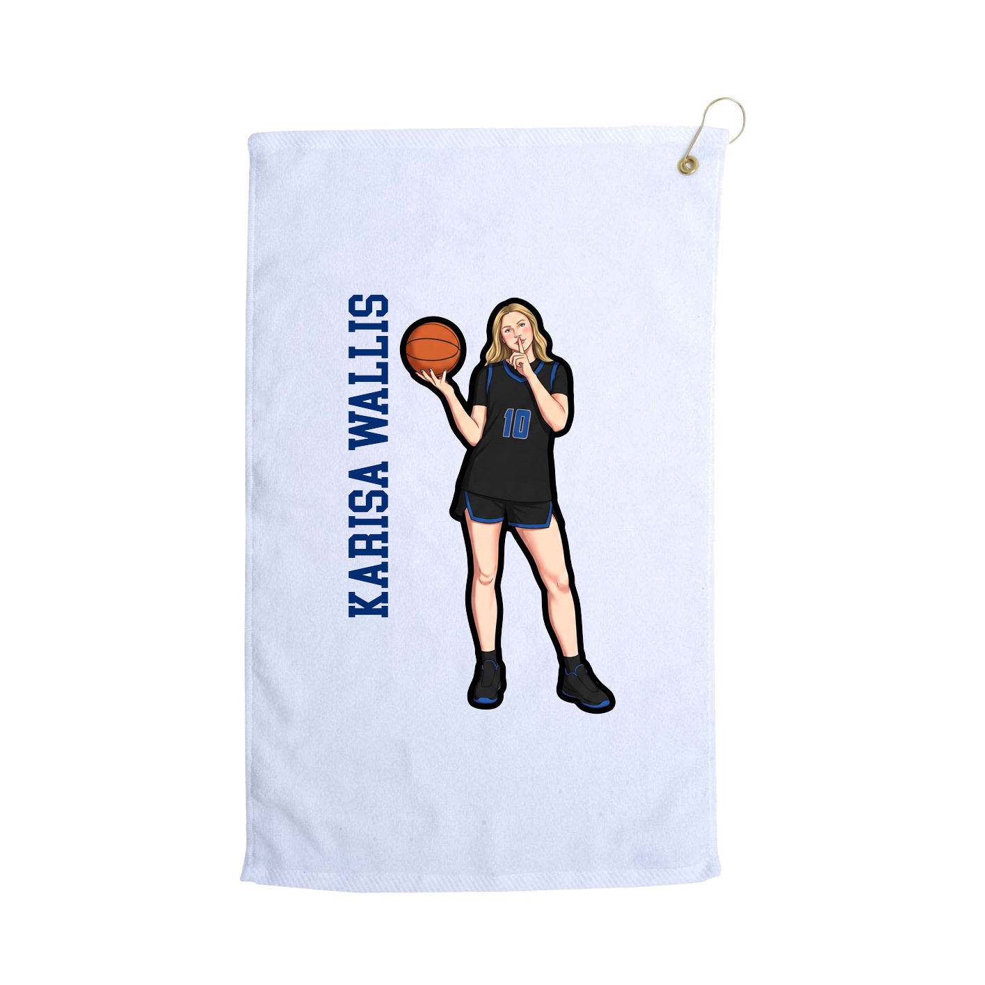 Golf Towel — Name Vertical in White