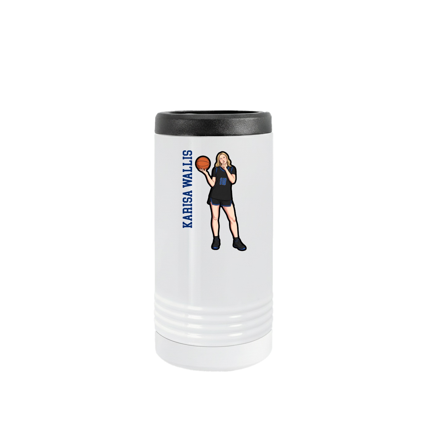 Slim Beverage Holder — Name Vertical in White