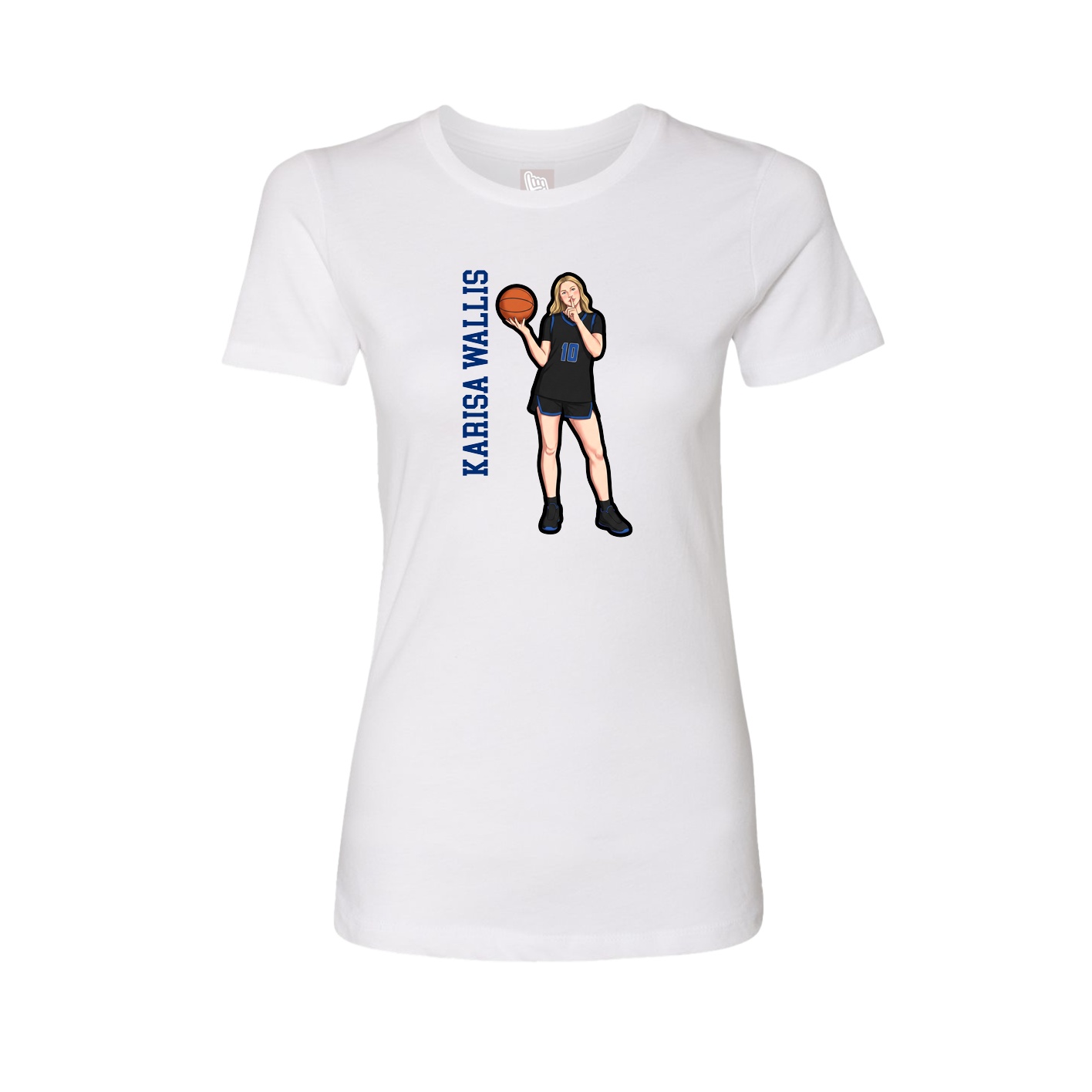 Fitted Women's Tee — Name Vertical in White