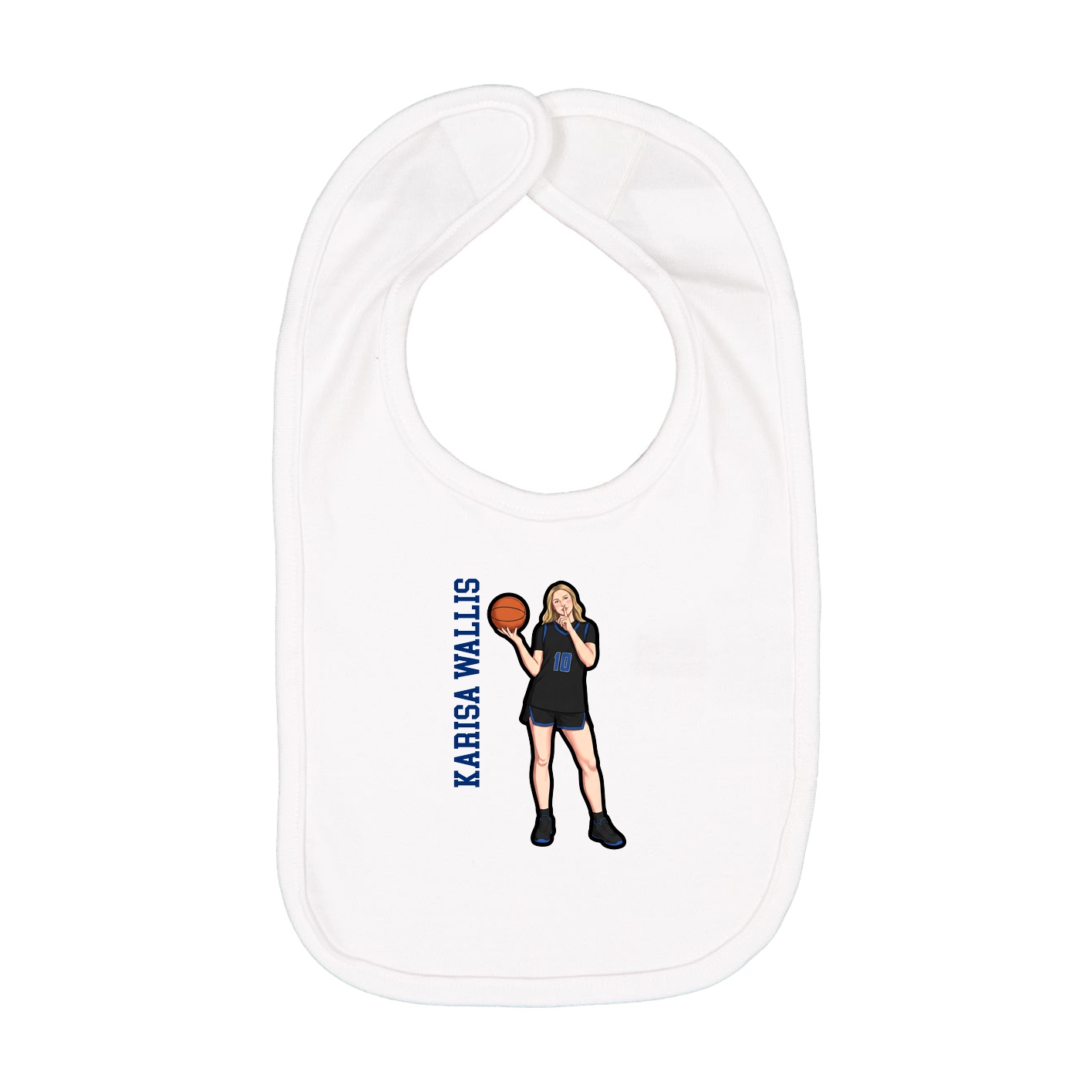 Infant Bib — Name Vertical in White