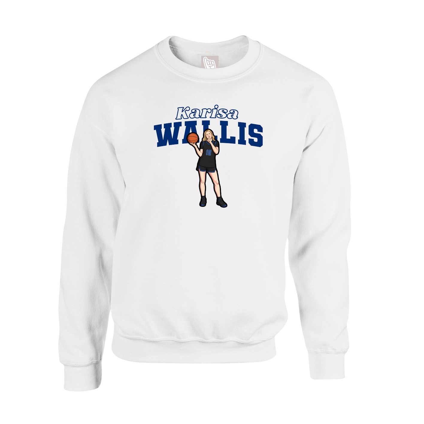 Fleece Crew — Name Arch in White