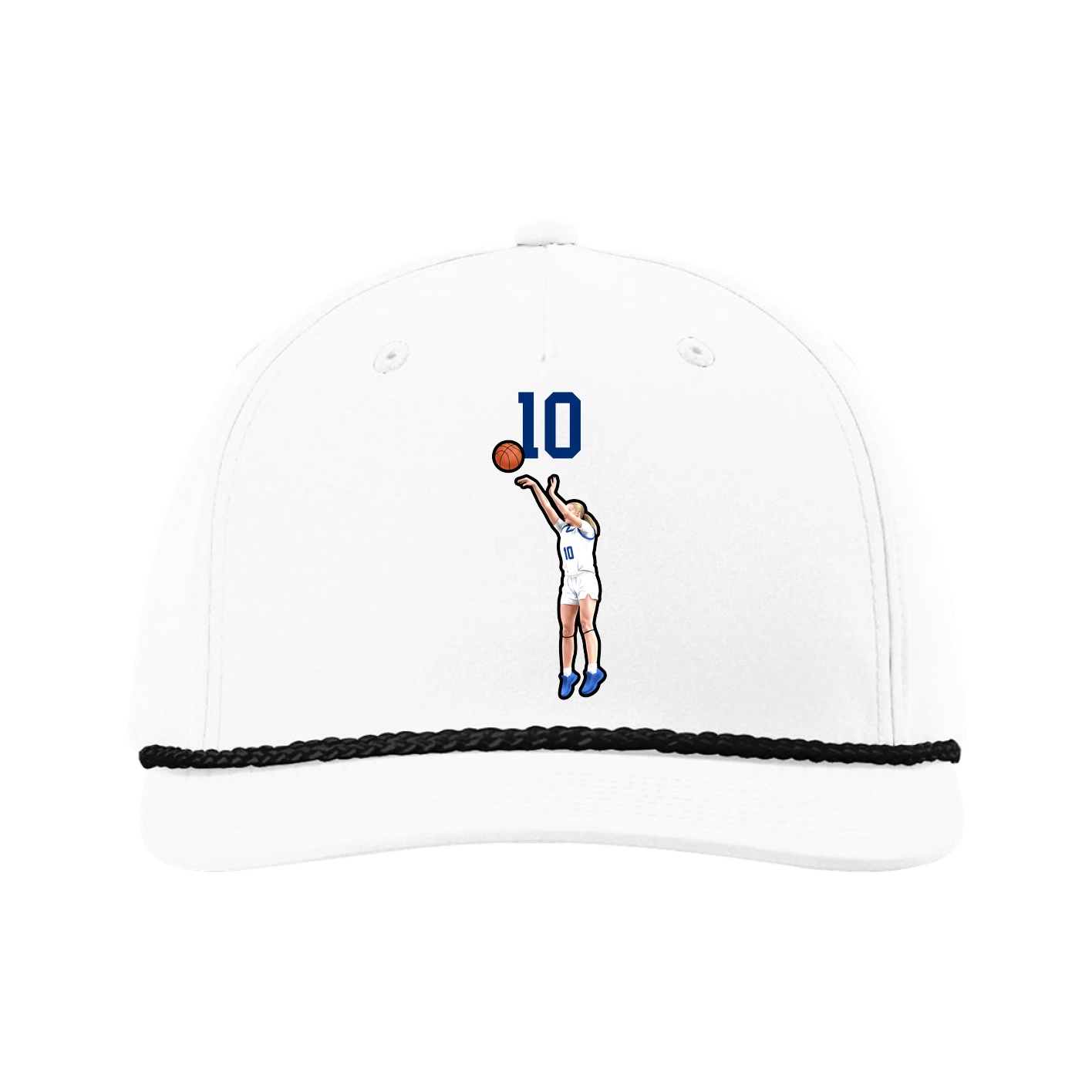 Five-Panel Classic Rope Cap — Number Top in White