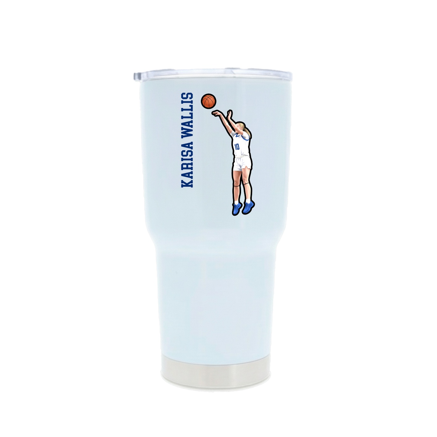 30oz Stainless Steel Tumbler — Name Vertical in White