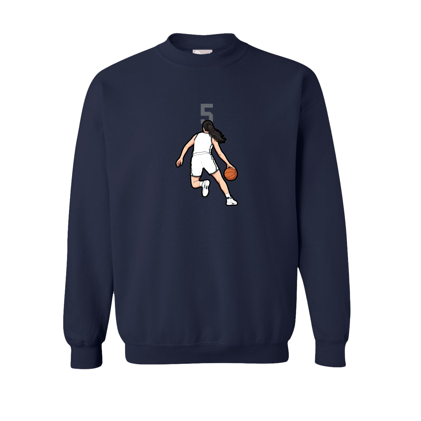 Fleece Crew — Number Top in Navy