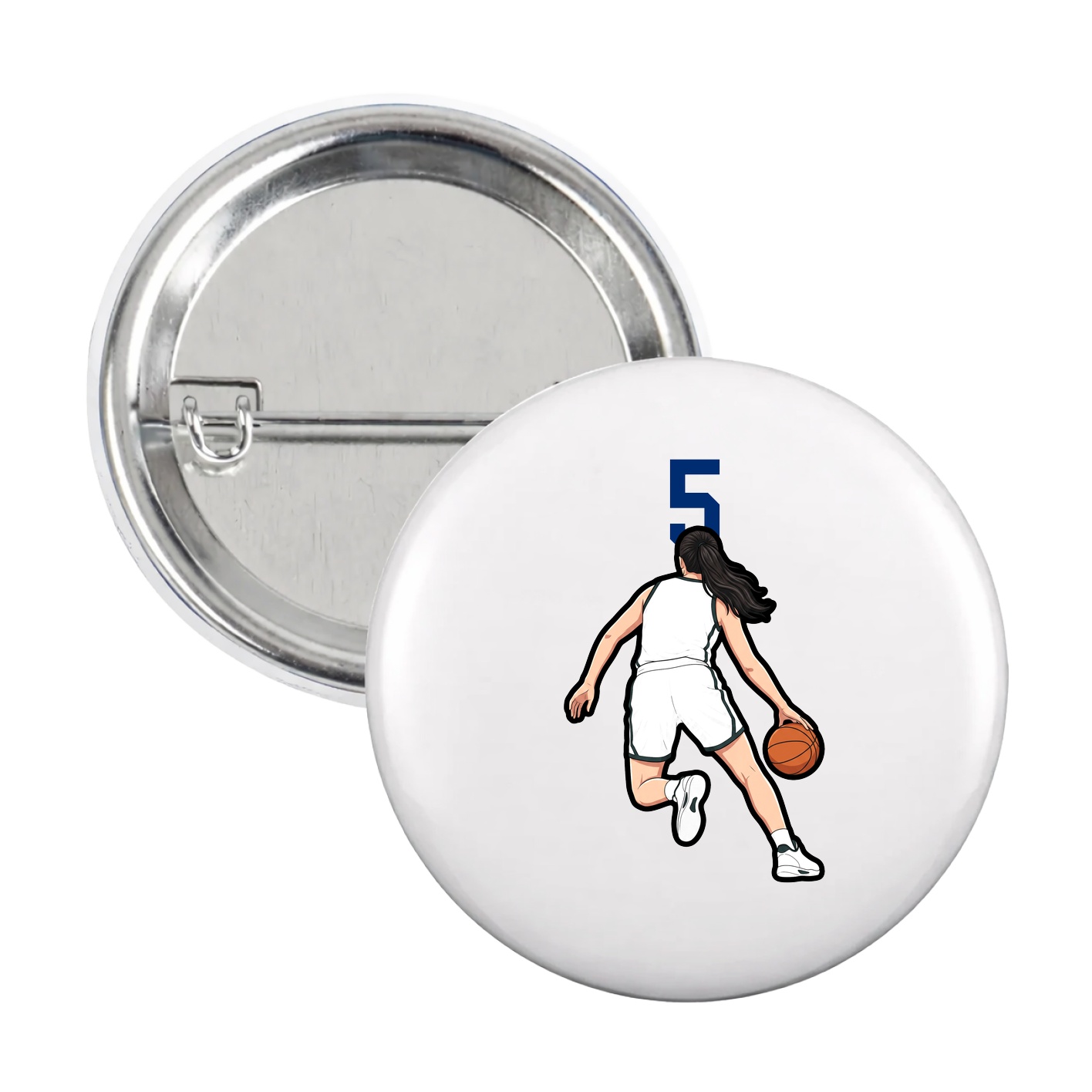 Game Day Button — Number Top in White
