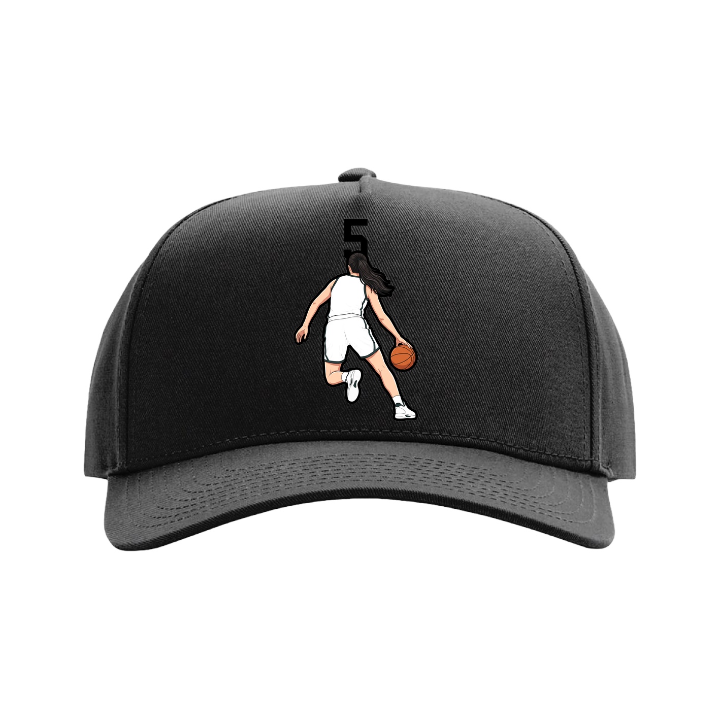 Full Fabric Five-Panel Champ Cap — Number Top in Black