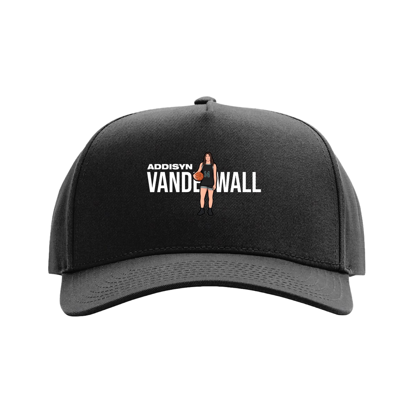 Full Fabric Five-Panel Champ Cap — Player Name in Black