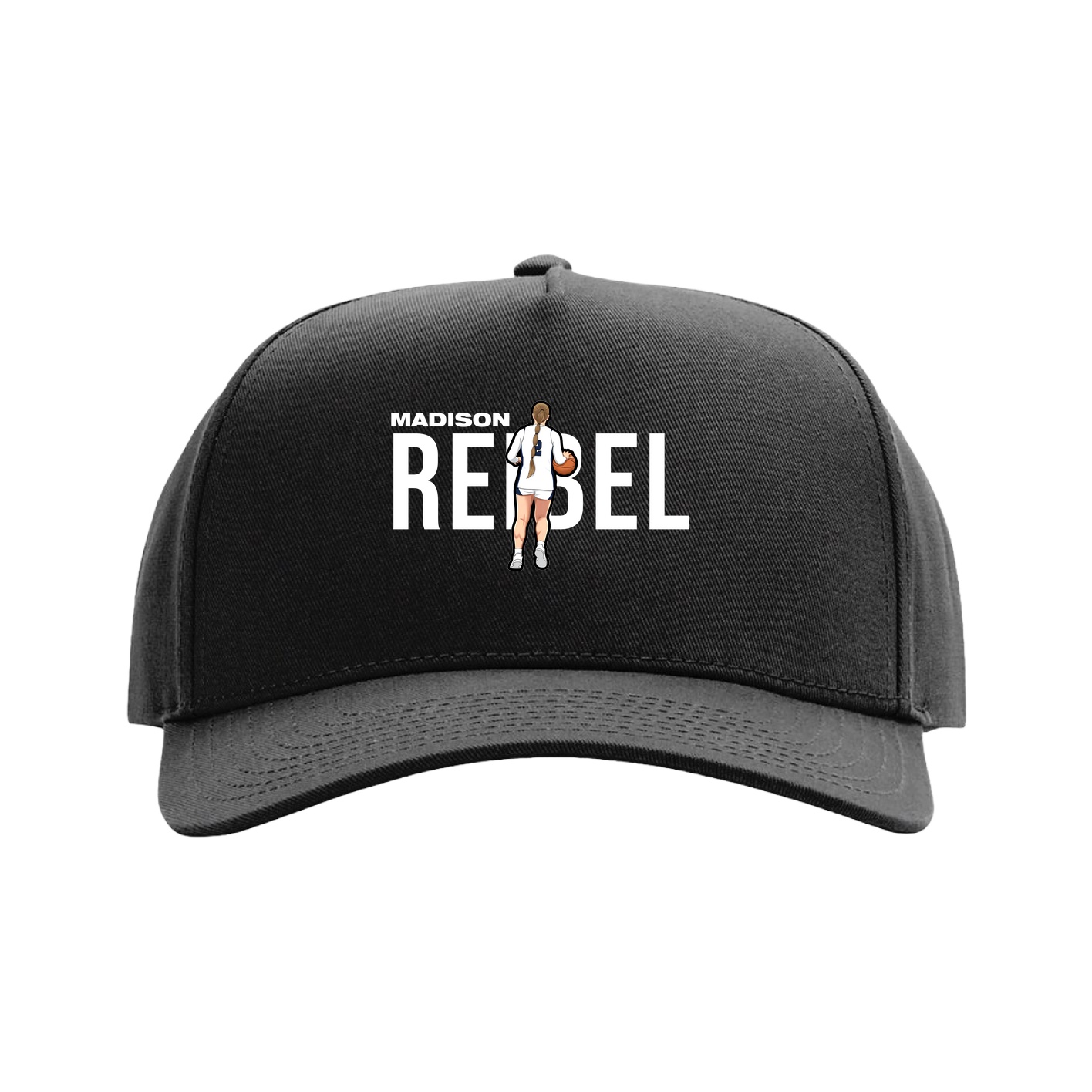 Full Fabric Five-Panel Champ Cap — Player Name in Black