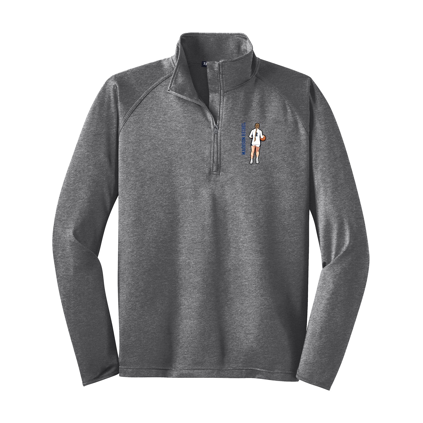 Q-Zip Pullover — Name Vertical in Grey