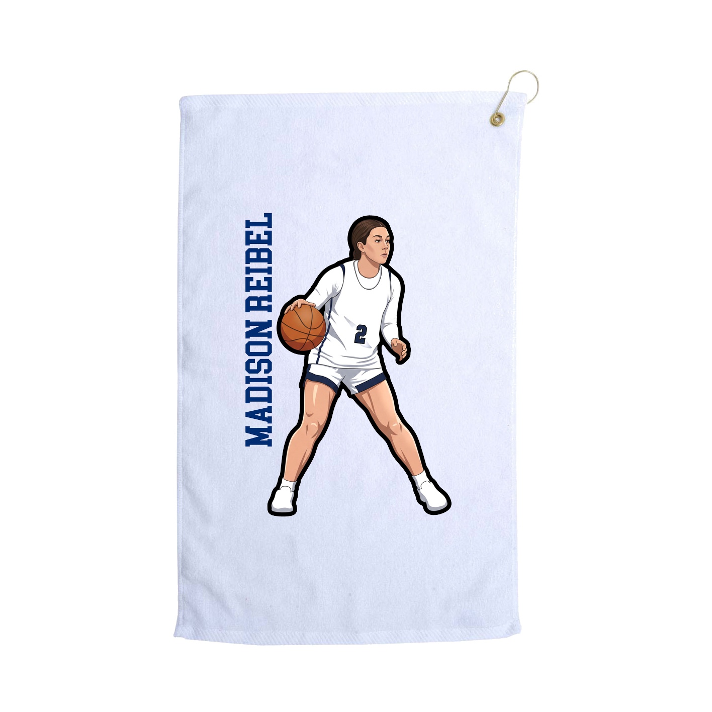 Golf Towel — Name Vertical in White