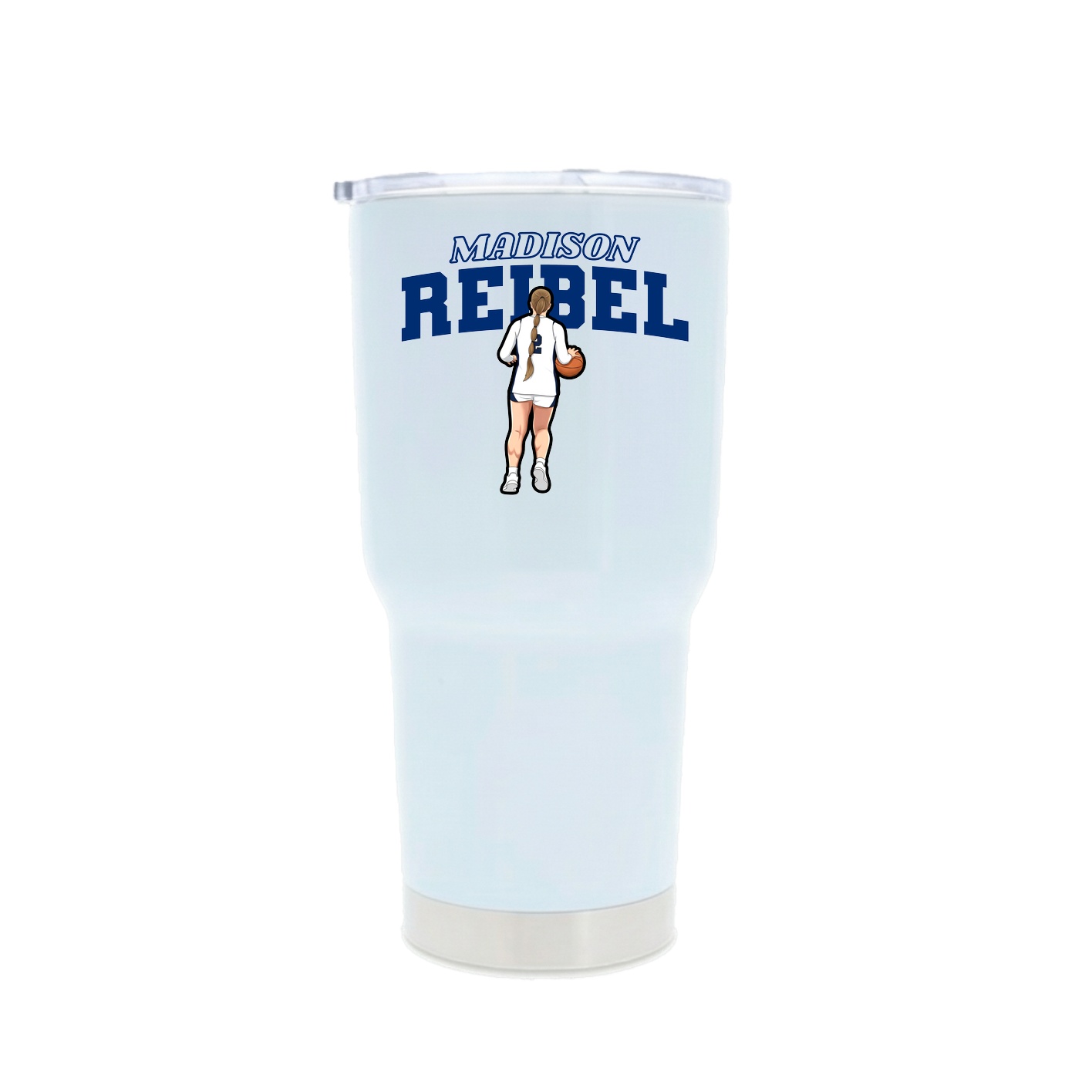30oz Stainless Steel Tumbler — Name Arch in White