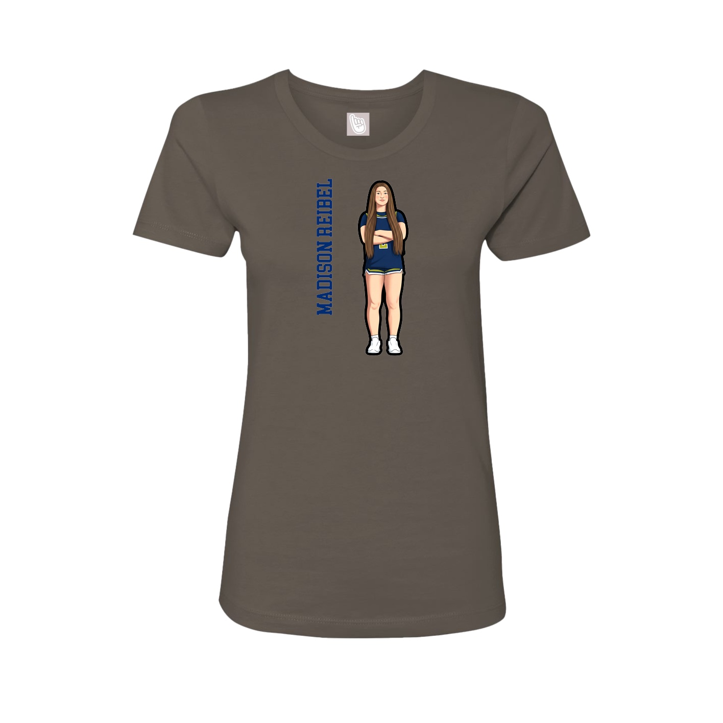 Fitted Women's Tee — Name Vertical in Grey
