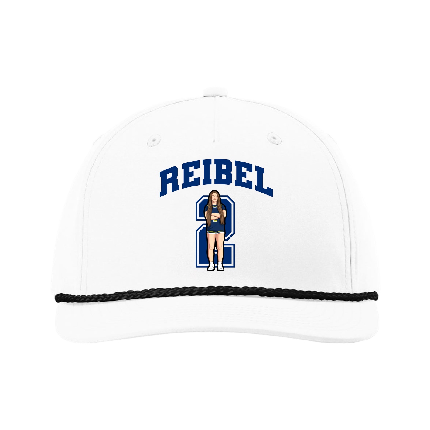 Five-Panel Classic Rope Cap — Number in White