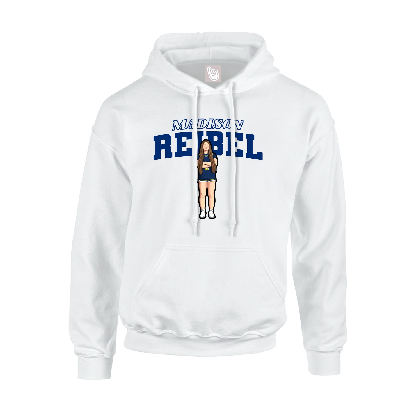 Youth Hoodie — Name Arch in White