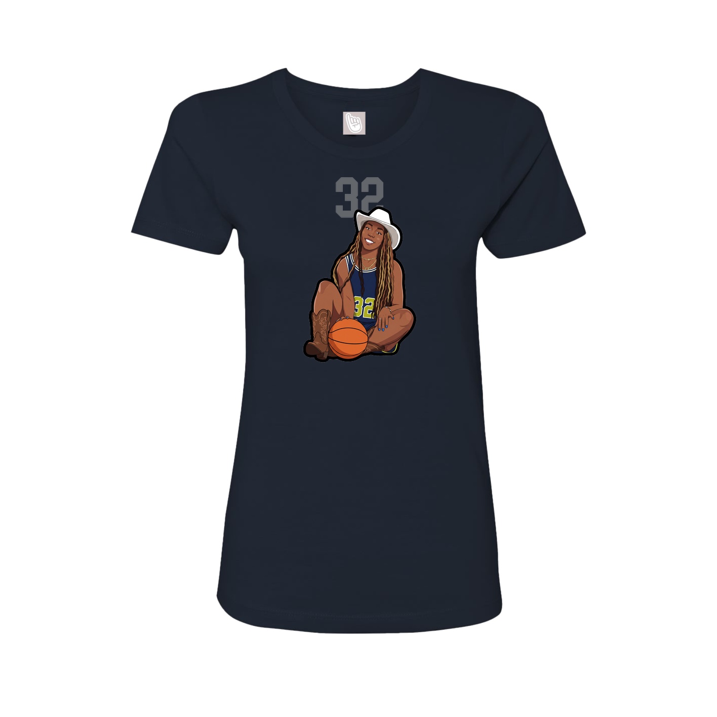 Fitted Women's Tee — Number Top in Navy