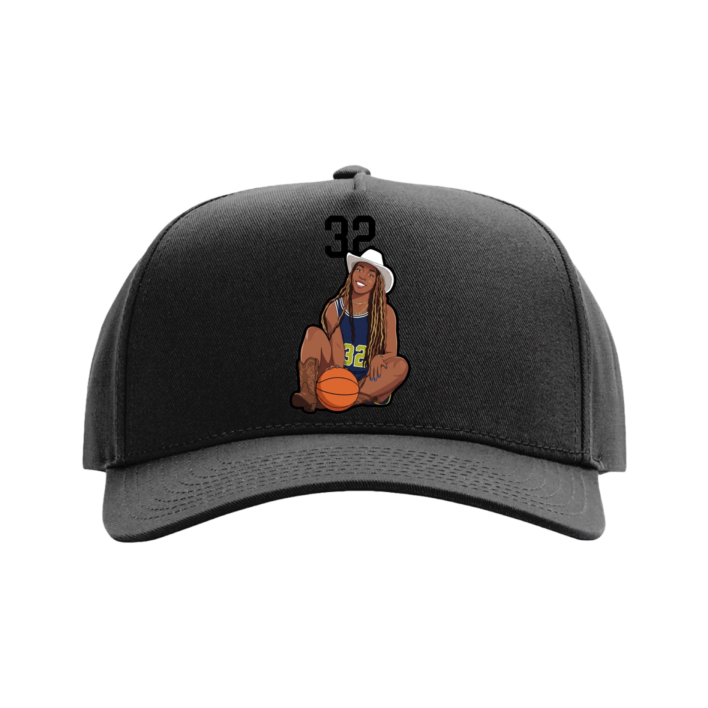 Full Fabric Five-Panel Champ Cap — Number Top in Black