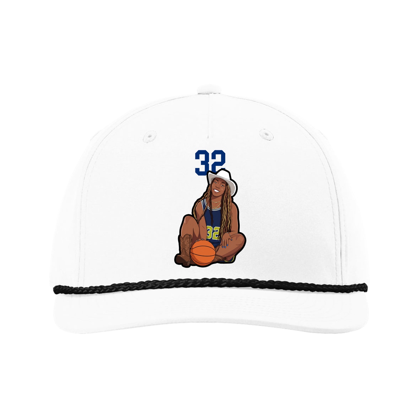 Five-Panel Classic Rope Cap — Number Top in White