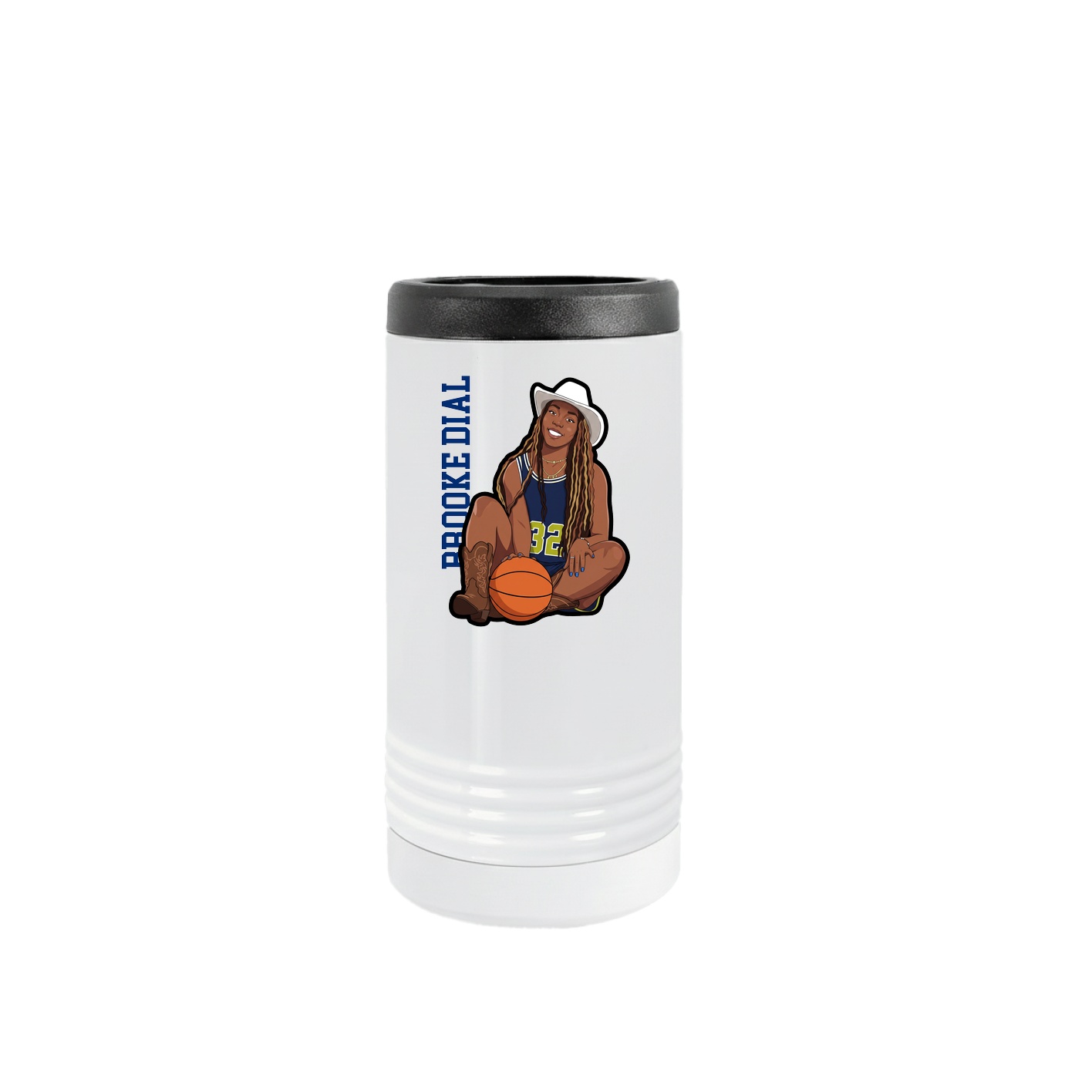 Slim Beverage Holder — Name Vertical in White