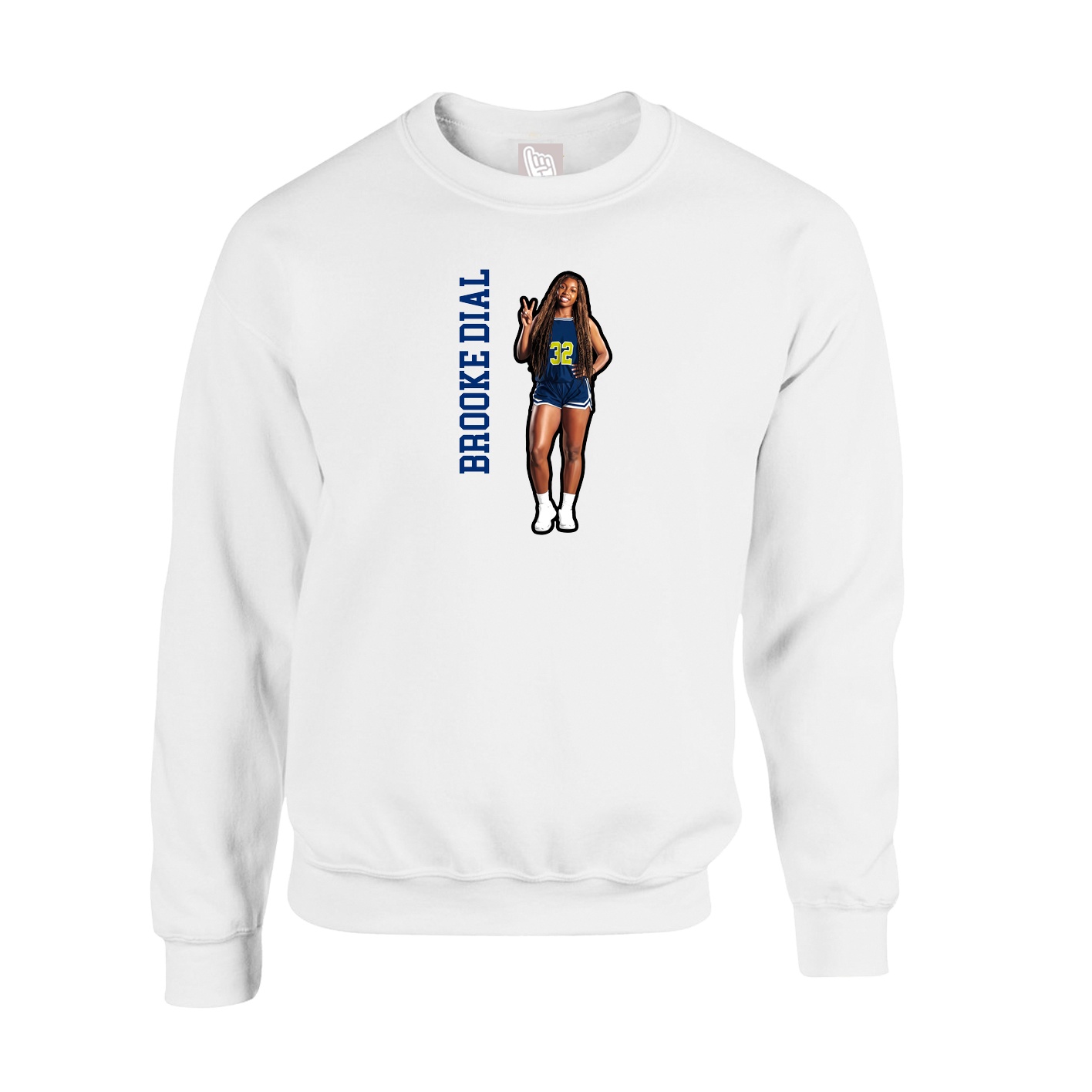 Fleece Crew — Name Vertical in White
