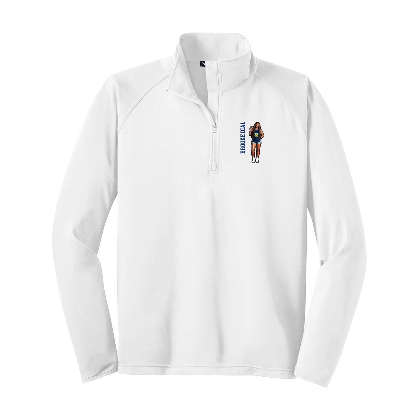 Q-Zip Pullover — Name Vertical in White