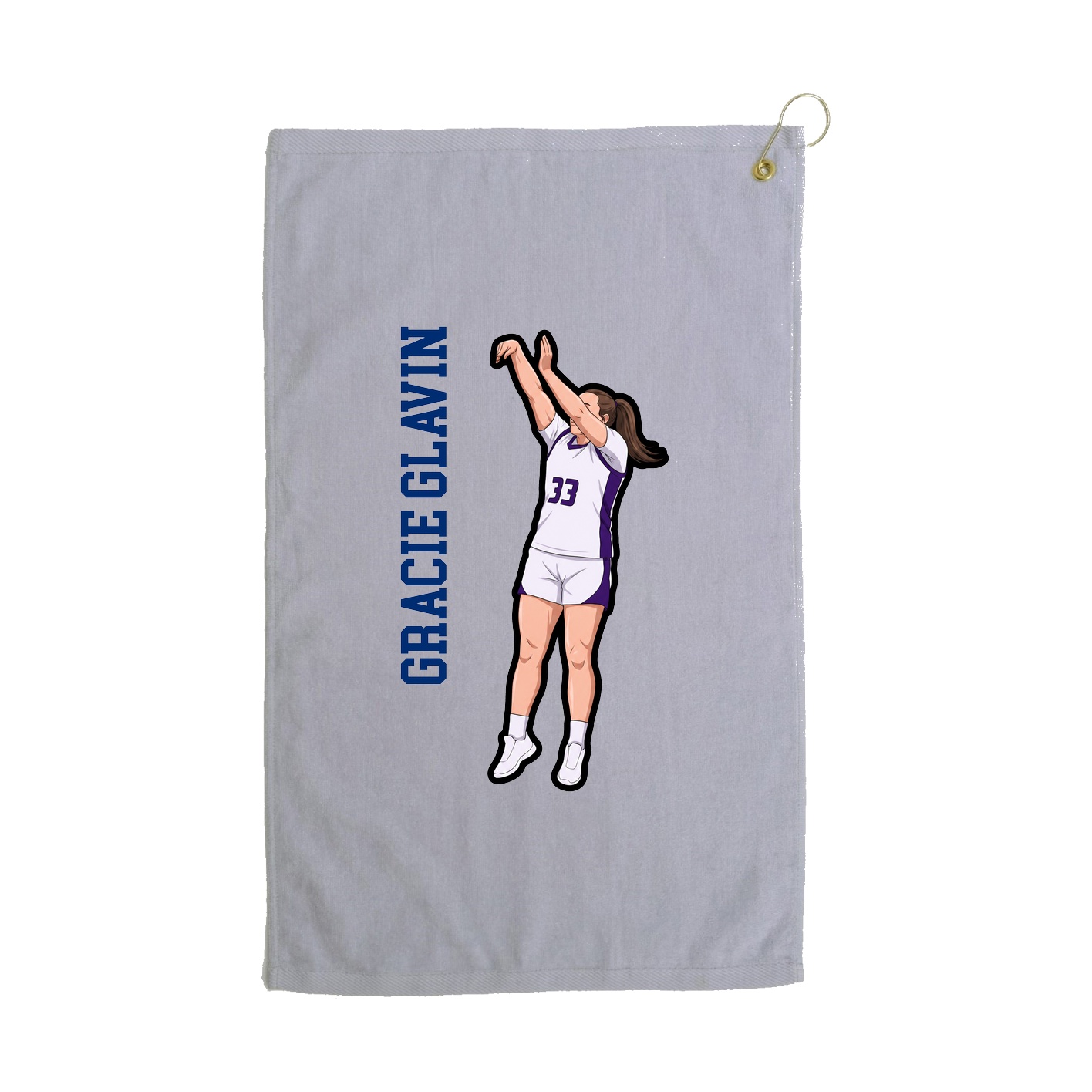 Golf Towel — Name Vertical in Grey