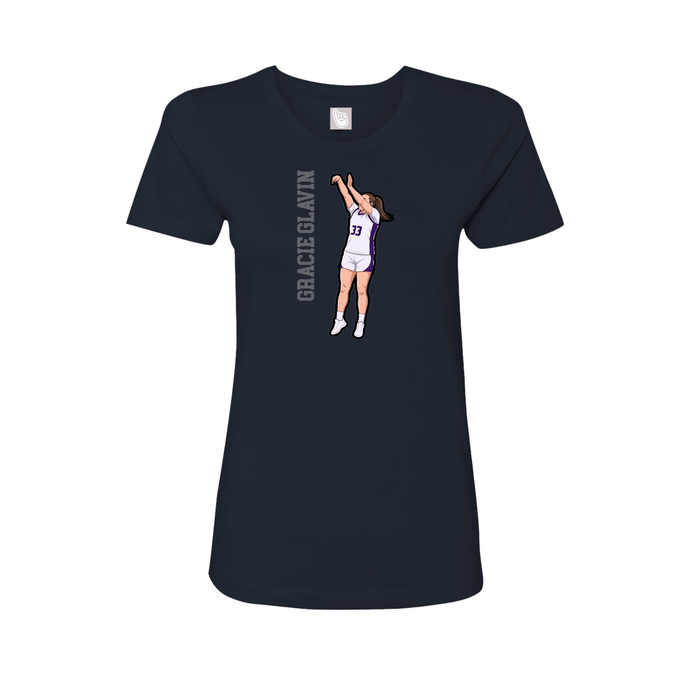 Fitted Women's Tee — Name Vertical in Navy
