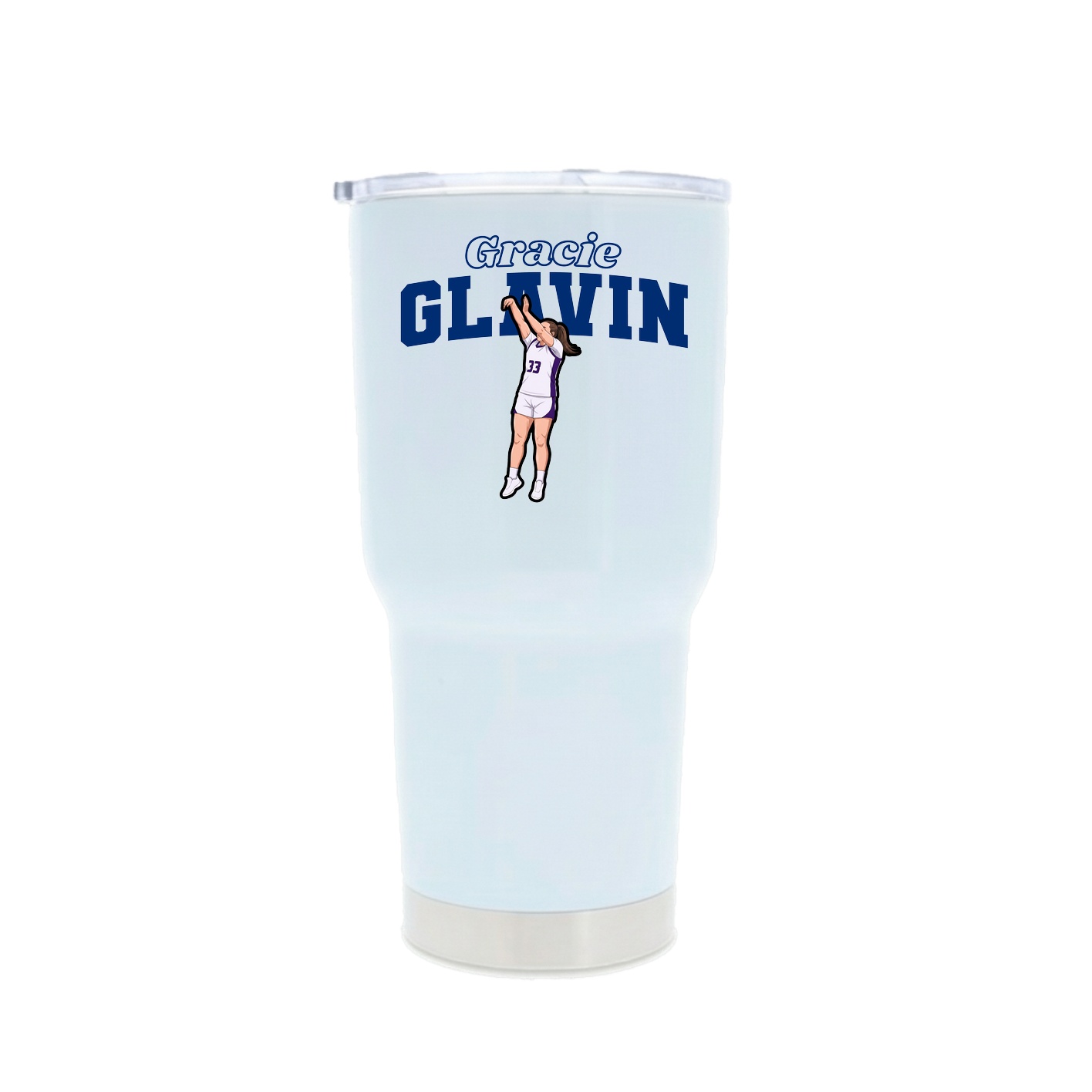 30oz Stainless Steel Tumbler — Name Arch in White