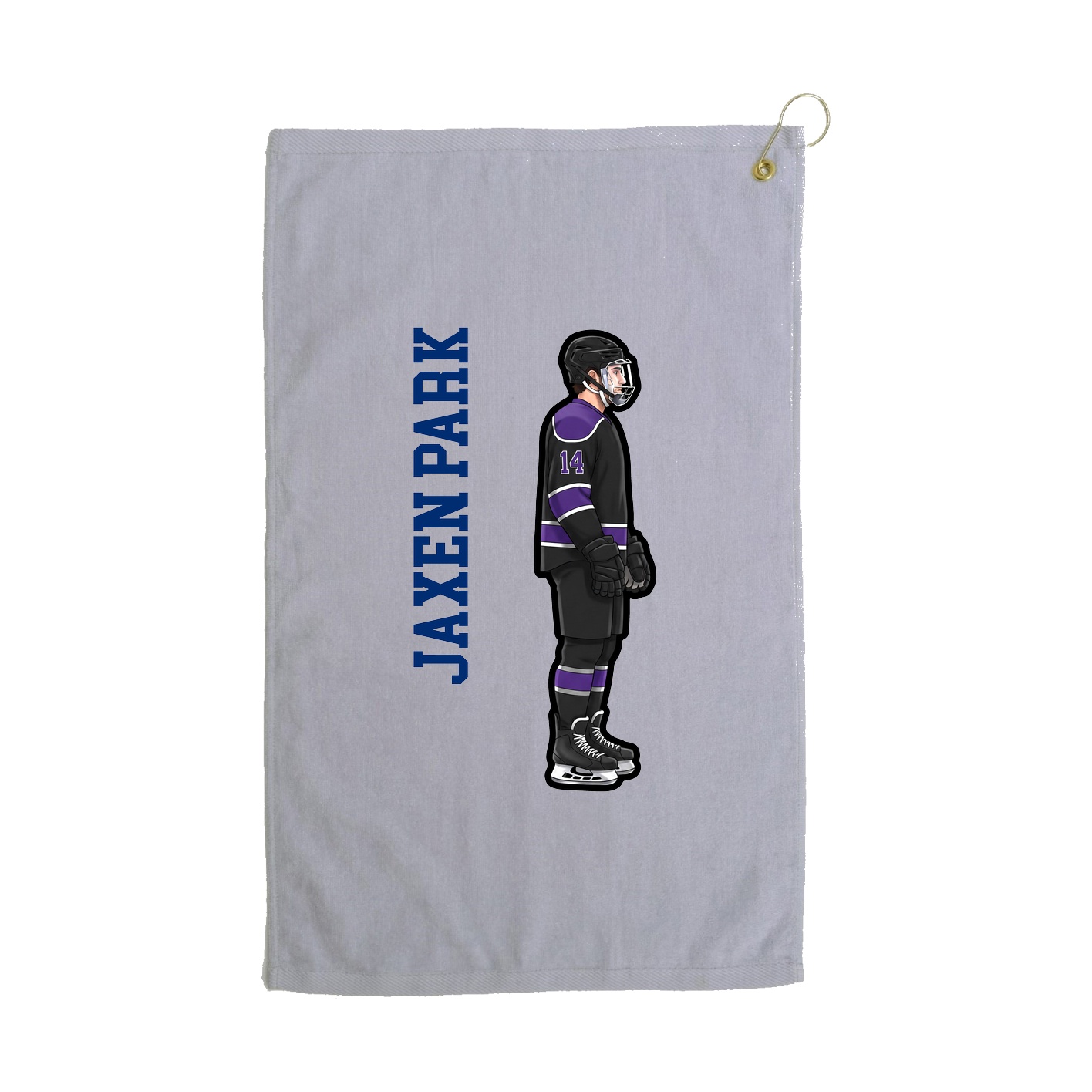 Golf Towel — Name Vertical in Grey