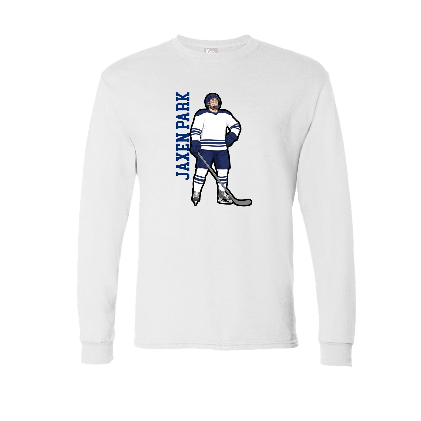 Long Sleeve Tee — Name Vertical in White
