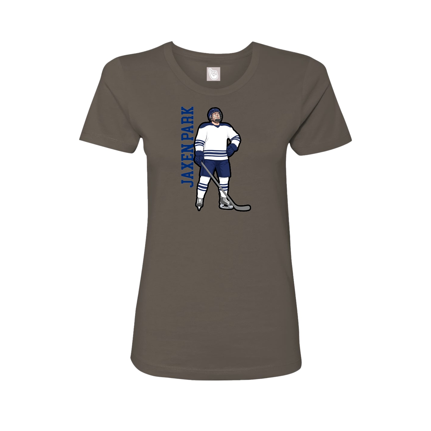 Fitted Women's Tee — Name Vertical in Grey
