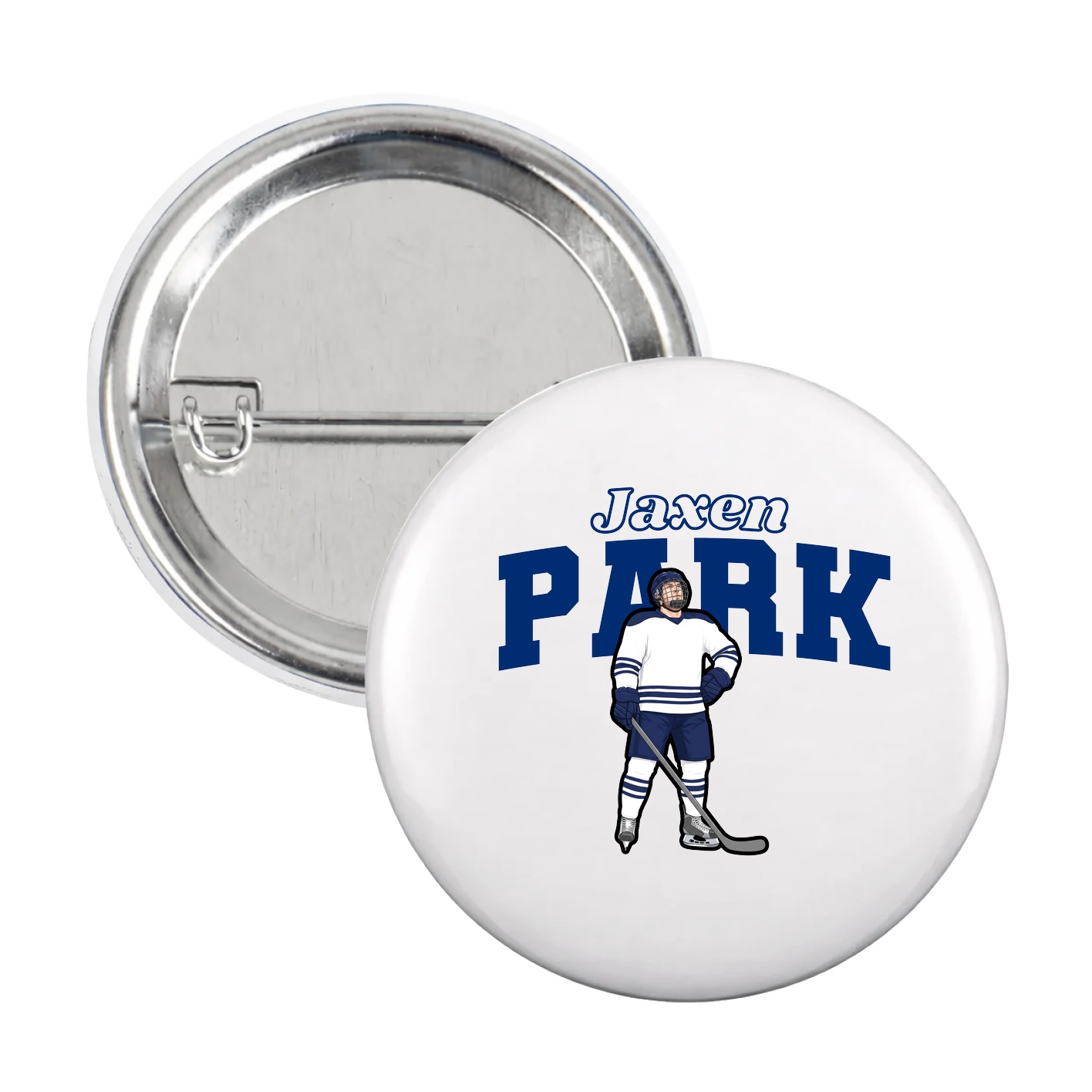 Game Day Button — Name Arch in White