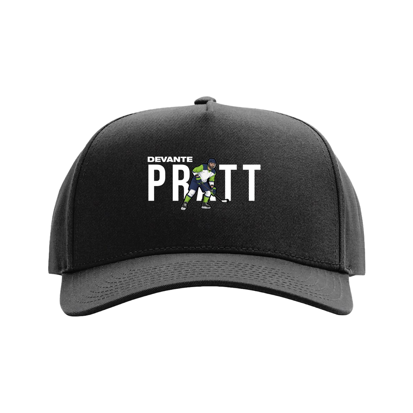 Full Fabric Five-Panel Champ Cap — Player Name in Black