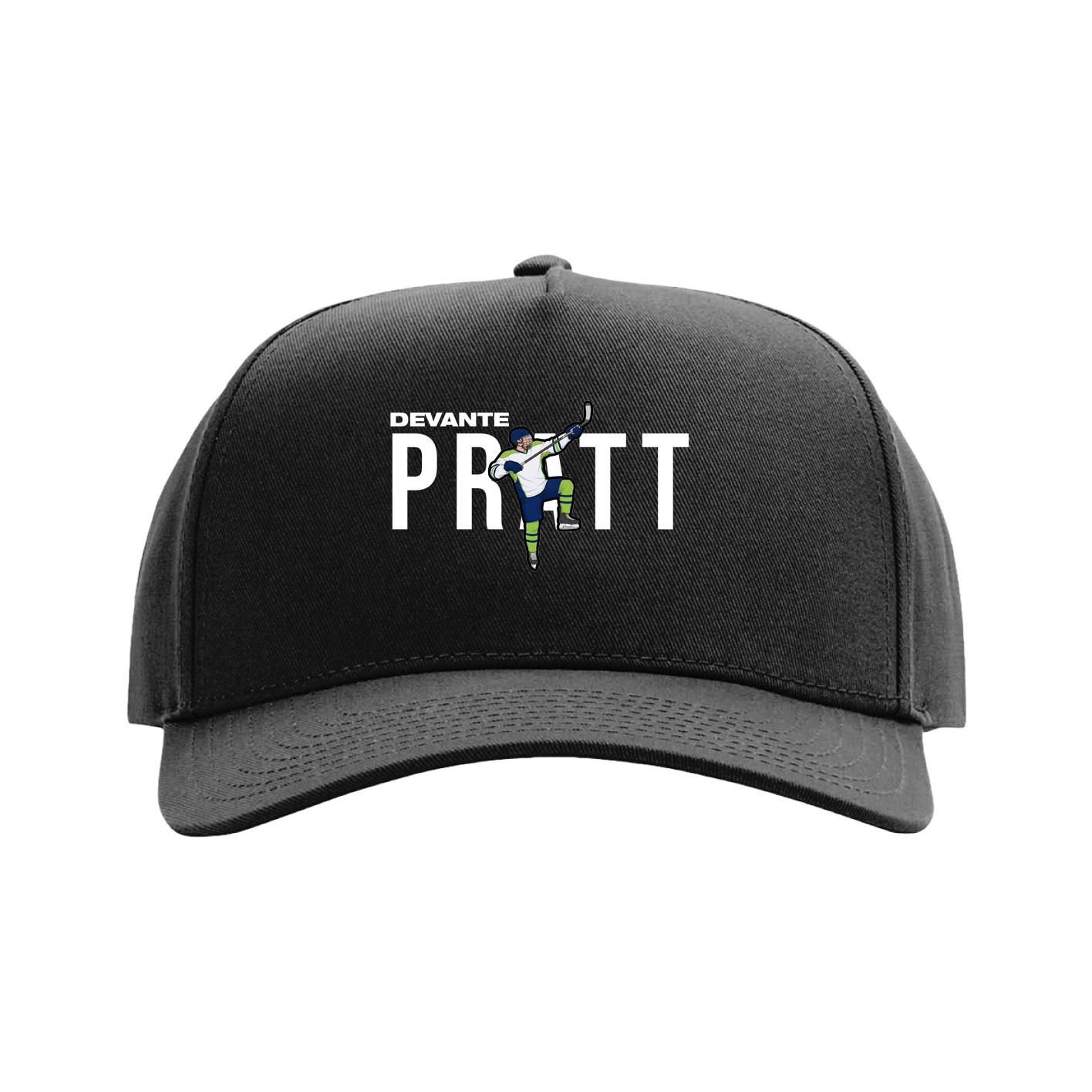 Full Fabric Five-Panel Champ Cap — Player Name in Black