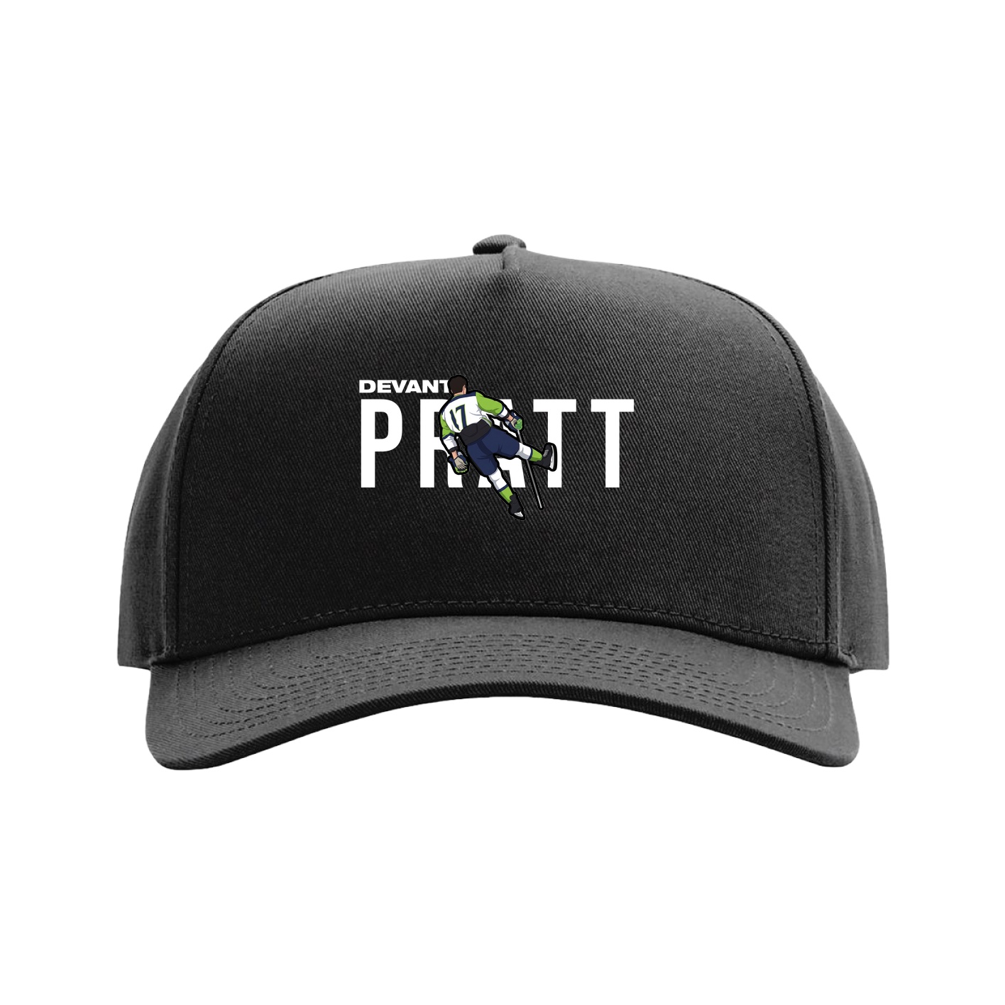 Full Fabric Five-Panel Champ Cap — Player Name in Black