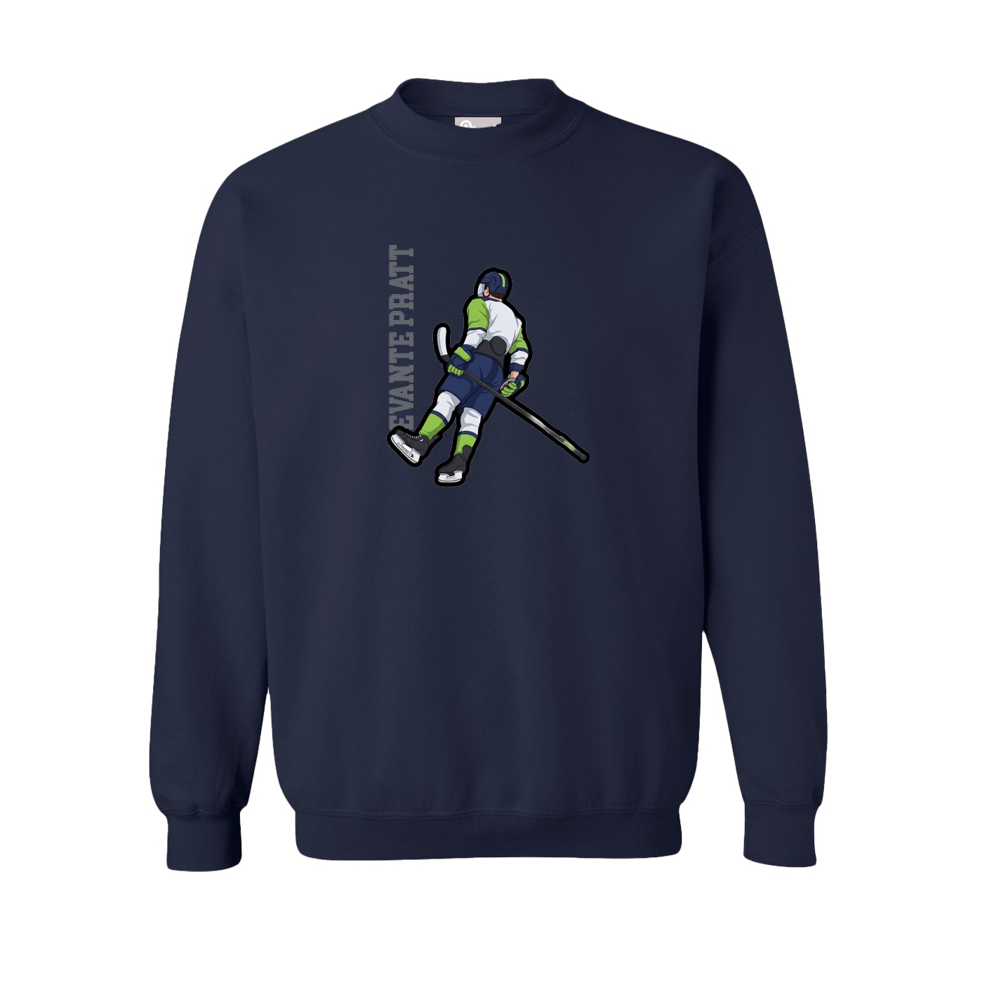 Fleece Crew — Name Vertical in Navy