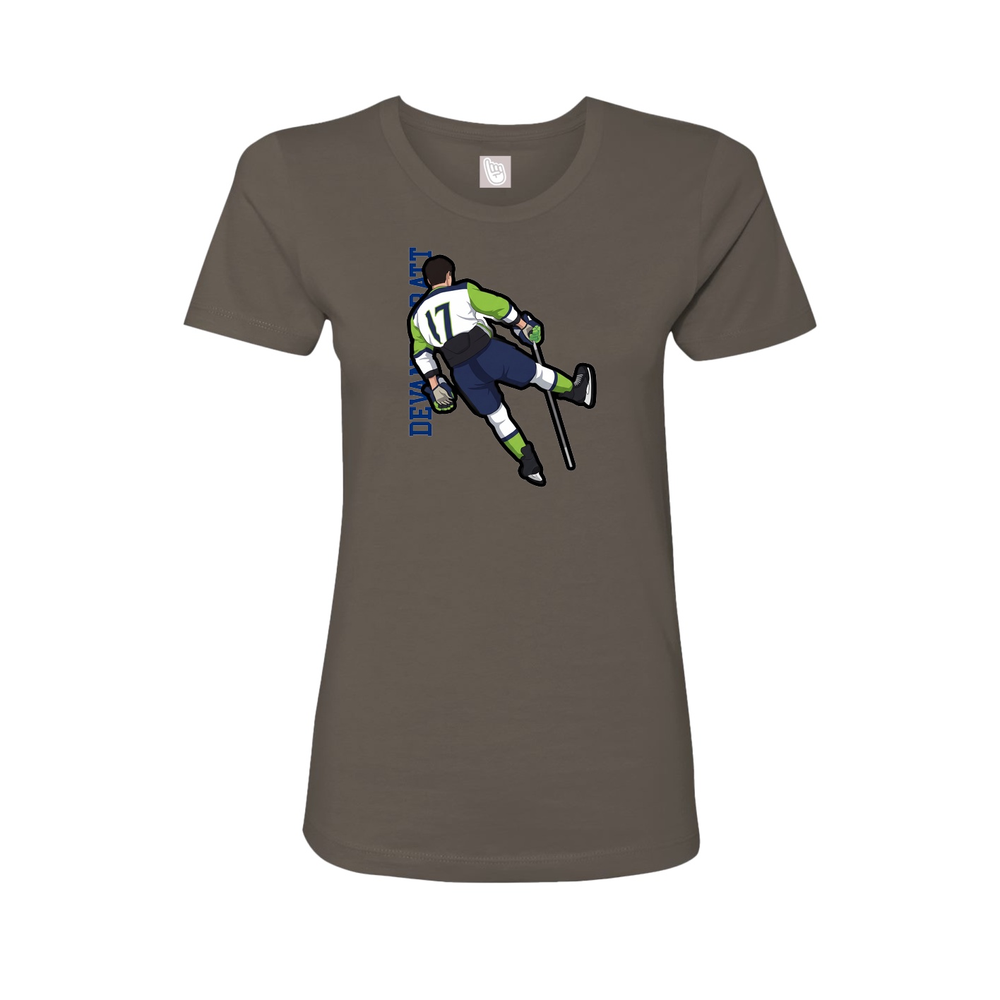 Fitted Women's Tee — Name Vertical in Grey